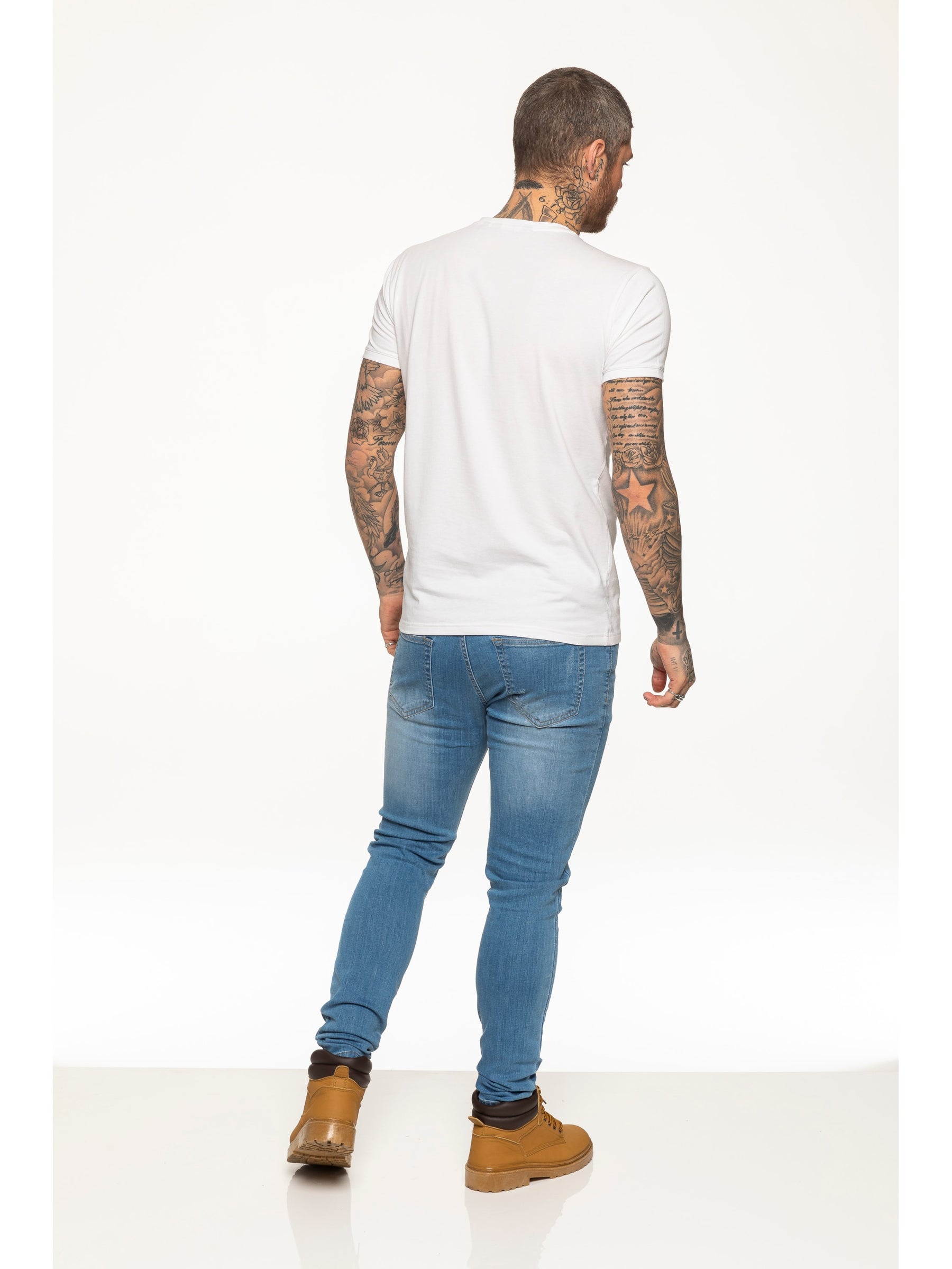 EZTS581 Enzo Mens Slim Fit Stretch Muscle T-Shirt ENZO RAWDENIM