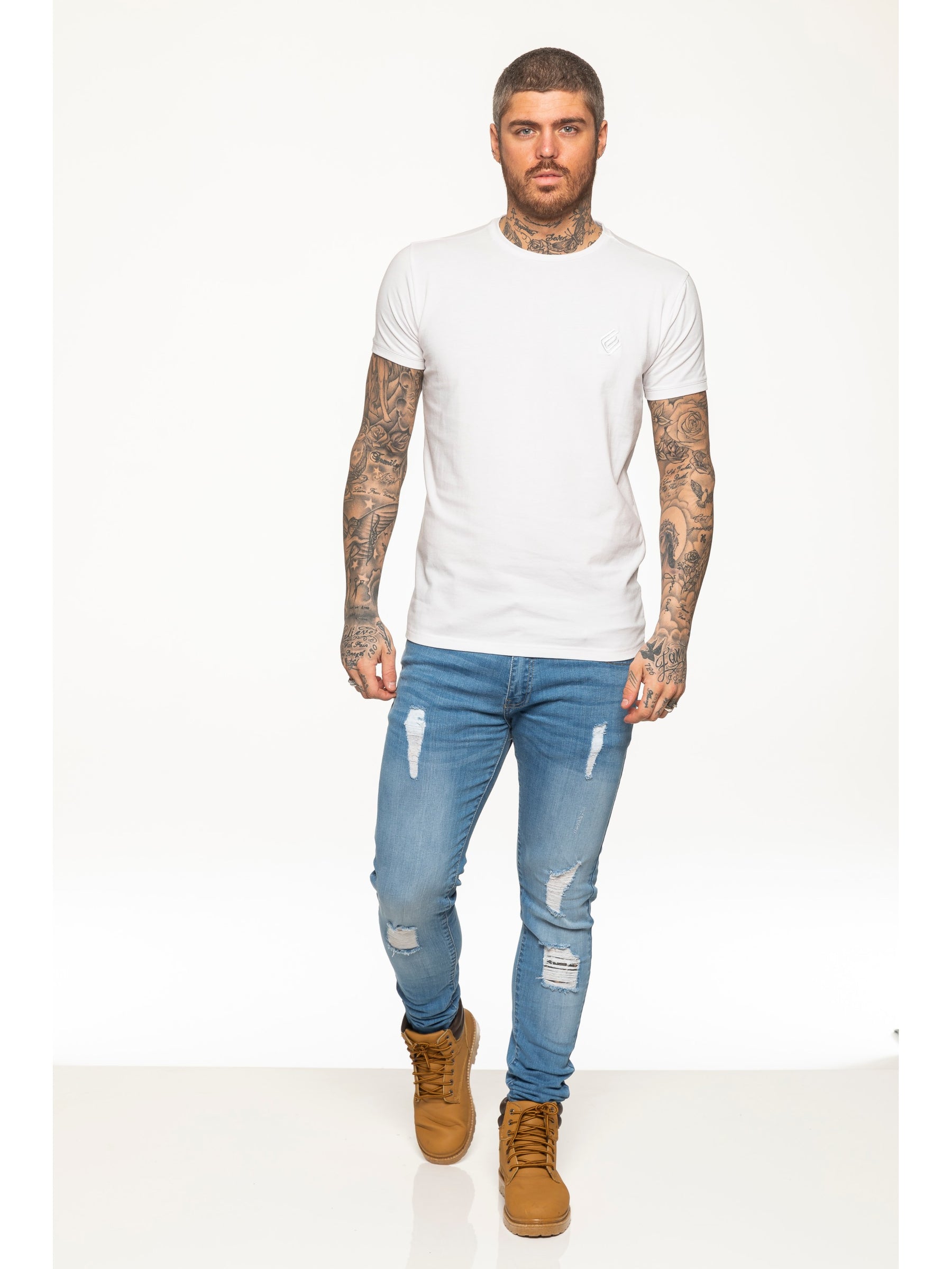 EZTS581 Enzo Mens Slim Fit Stretch Muscle T-Shirt ENZO RAWDENIM
