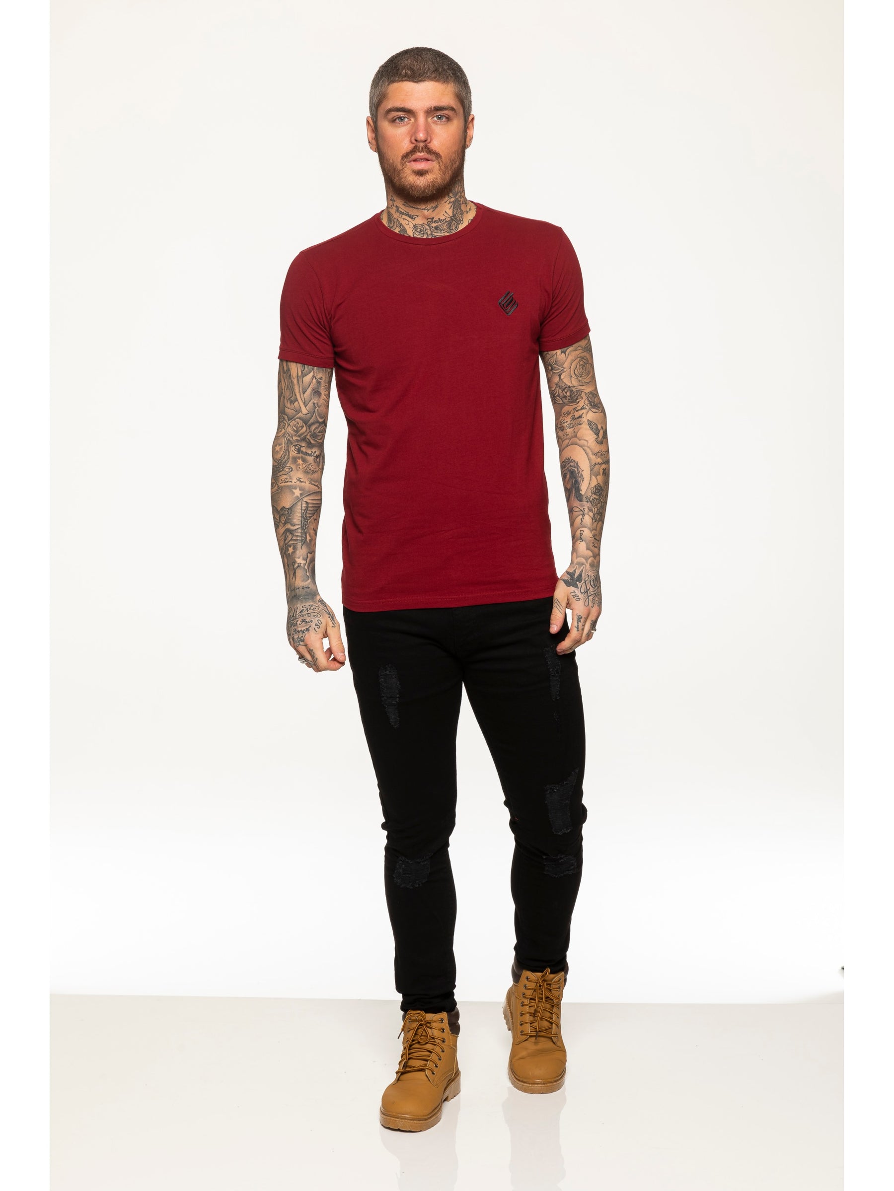 EZTS581 Enzo Mens Slim Fit Stretch Muscle T-Shirt ENZO RAWDENIM