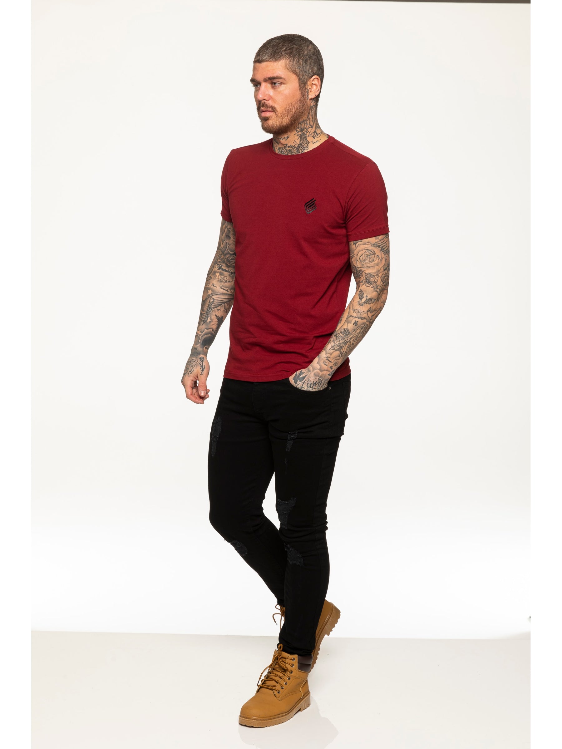EZTS581 Enzo Mens Slim Fit Stretch Muscle T-Shirt ENZO RAWDENIM