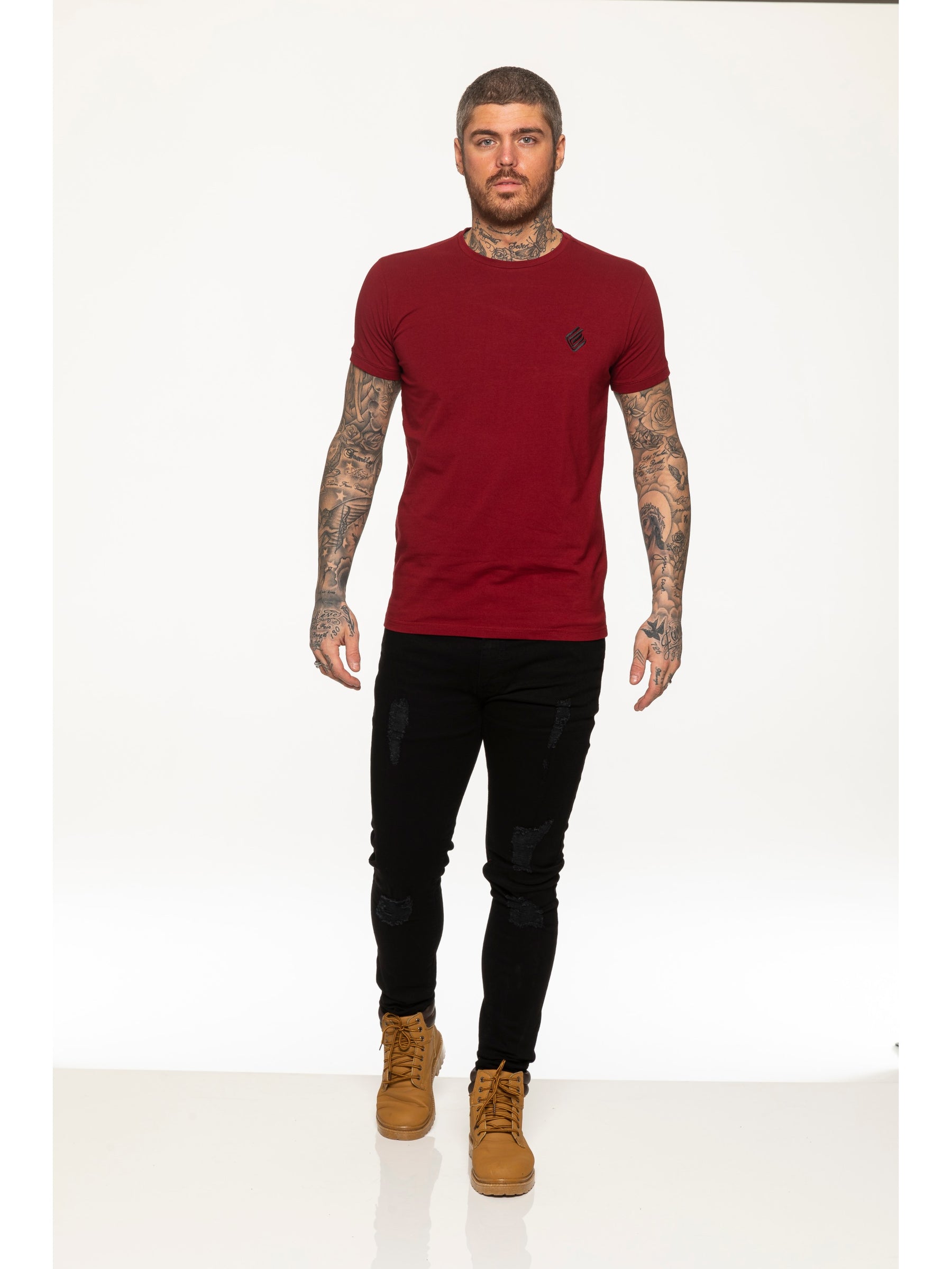 EZTS581 Enzo Mens Slim Fit Stretch Muscle T-Shirt ENZO RAWDENIM
