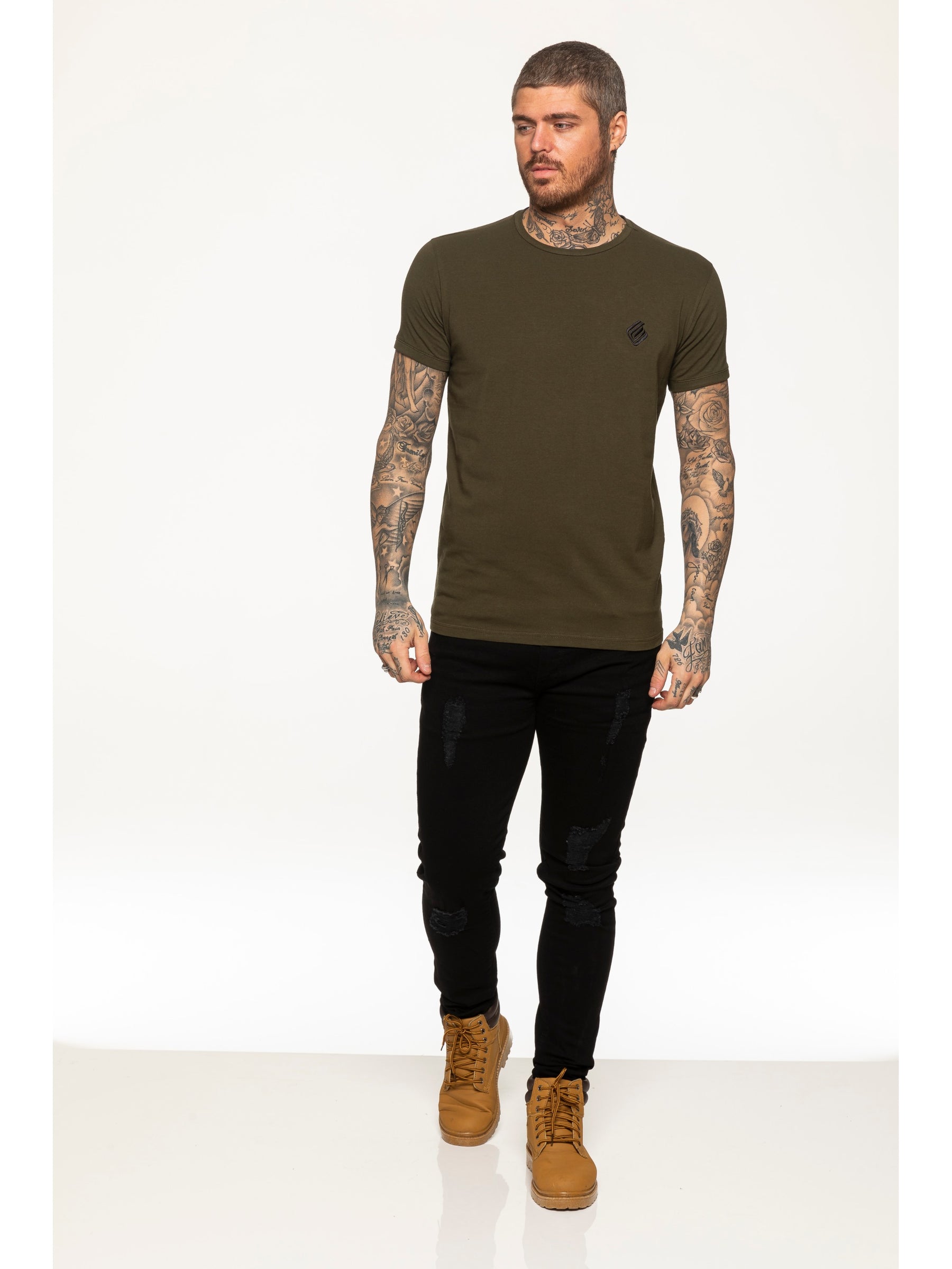 EZTS581 Enzo Mens Slim Fit Stretch Muscle T-Shirt ENZO RAWDENIM
