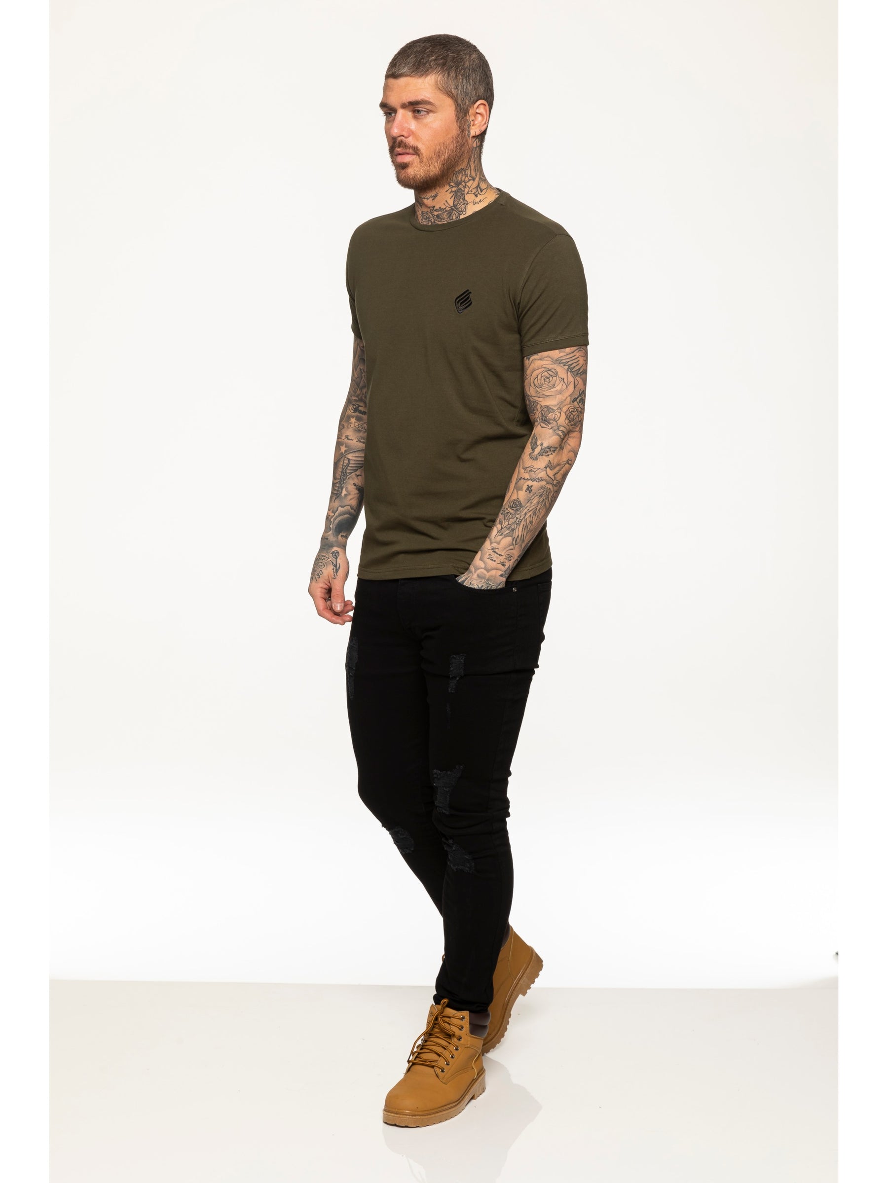 EZTS581 Enzo Mens Slim Fit Stretch Muscle T-Shirt ENZO RAWDENIM