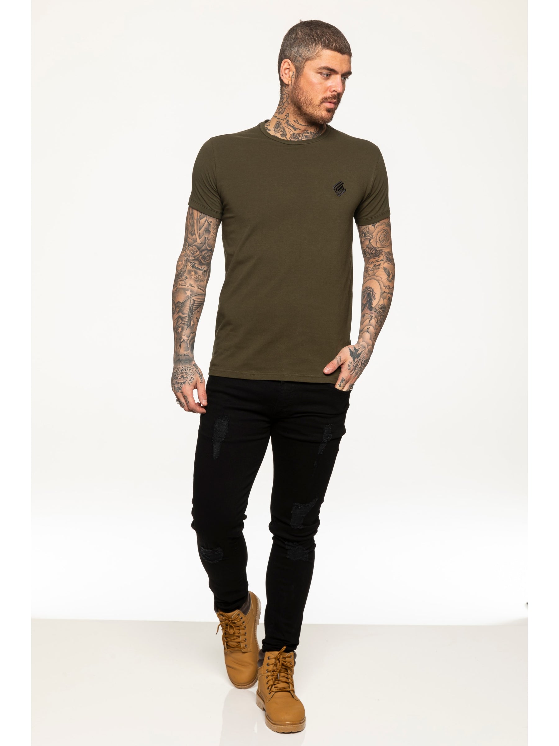 EZTS581 Enzo Mens Slim Fit Stretch Muscle T-Shirt ENZO RAWDENIM