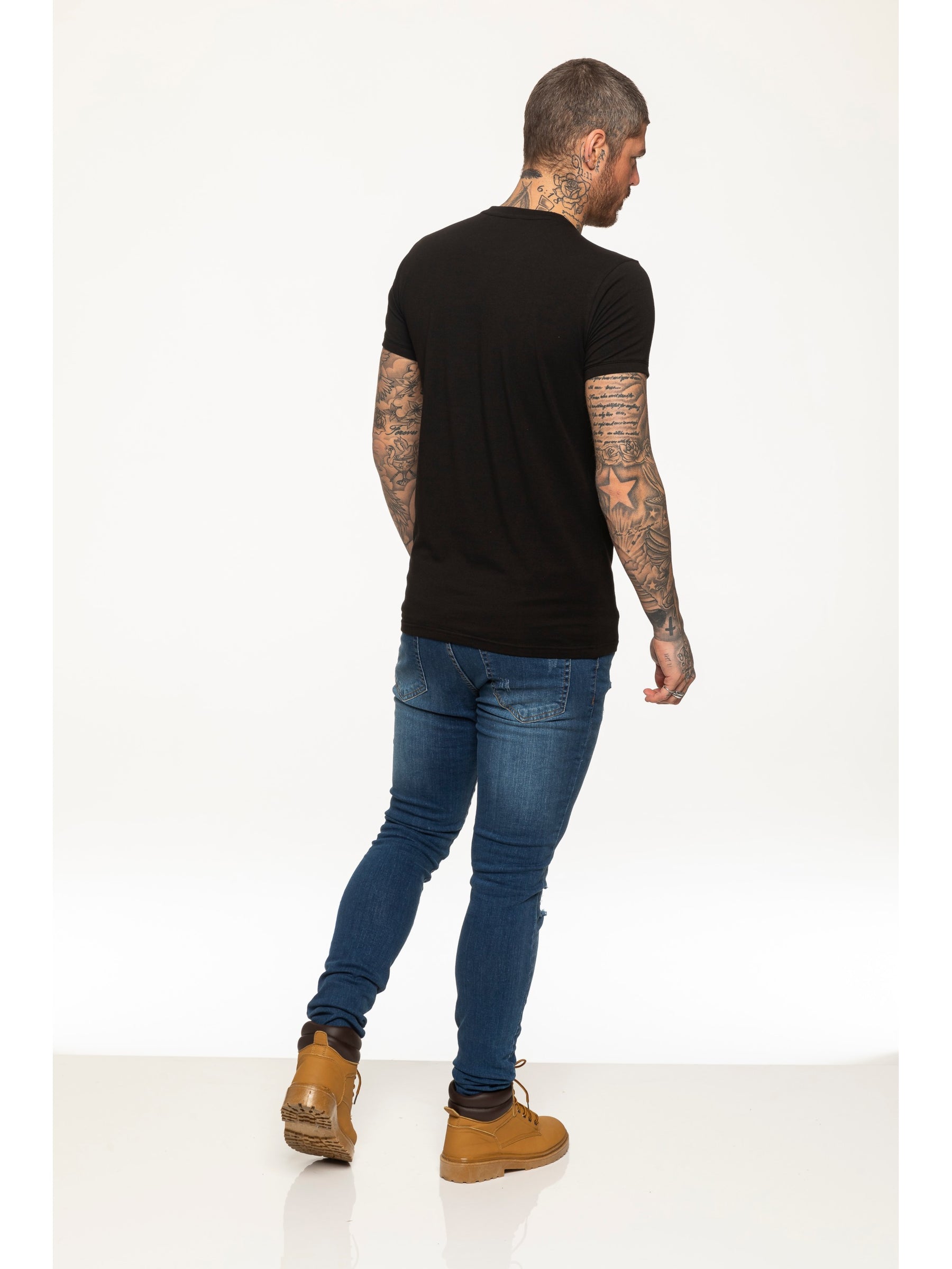 EZTS581 Enzo Mens Slim Fit Stretch Muscle T-Shirt ENZO RAWDENIM