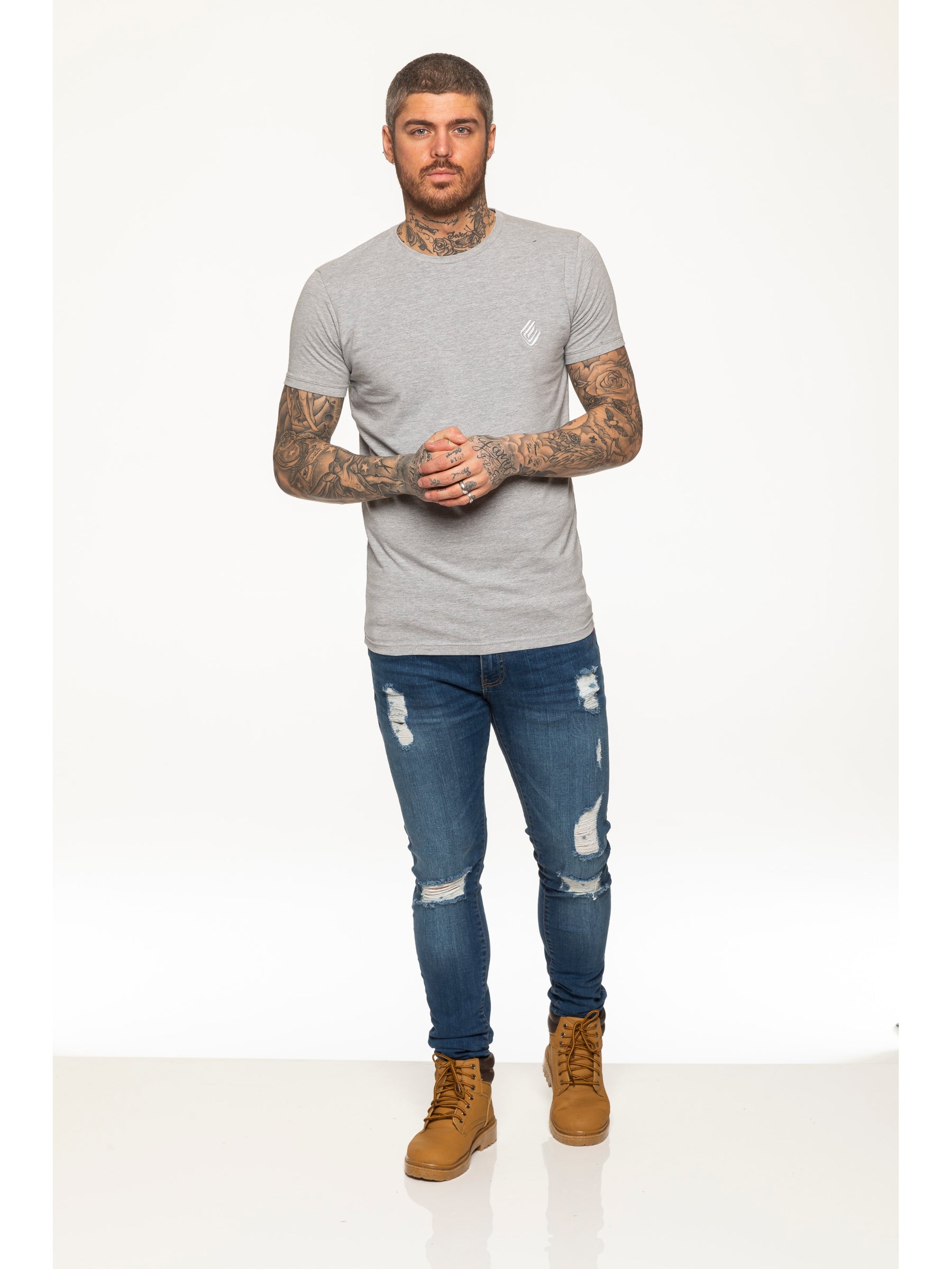 EZTS581 Enzo Mens Slim Fit Stretch Muscle T-Shirt ENZO RAWDENIM