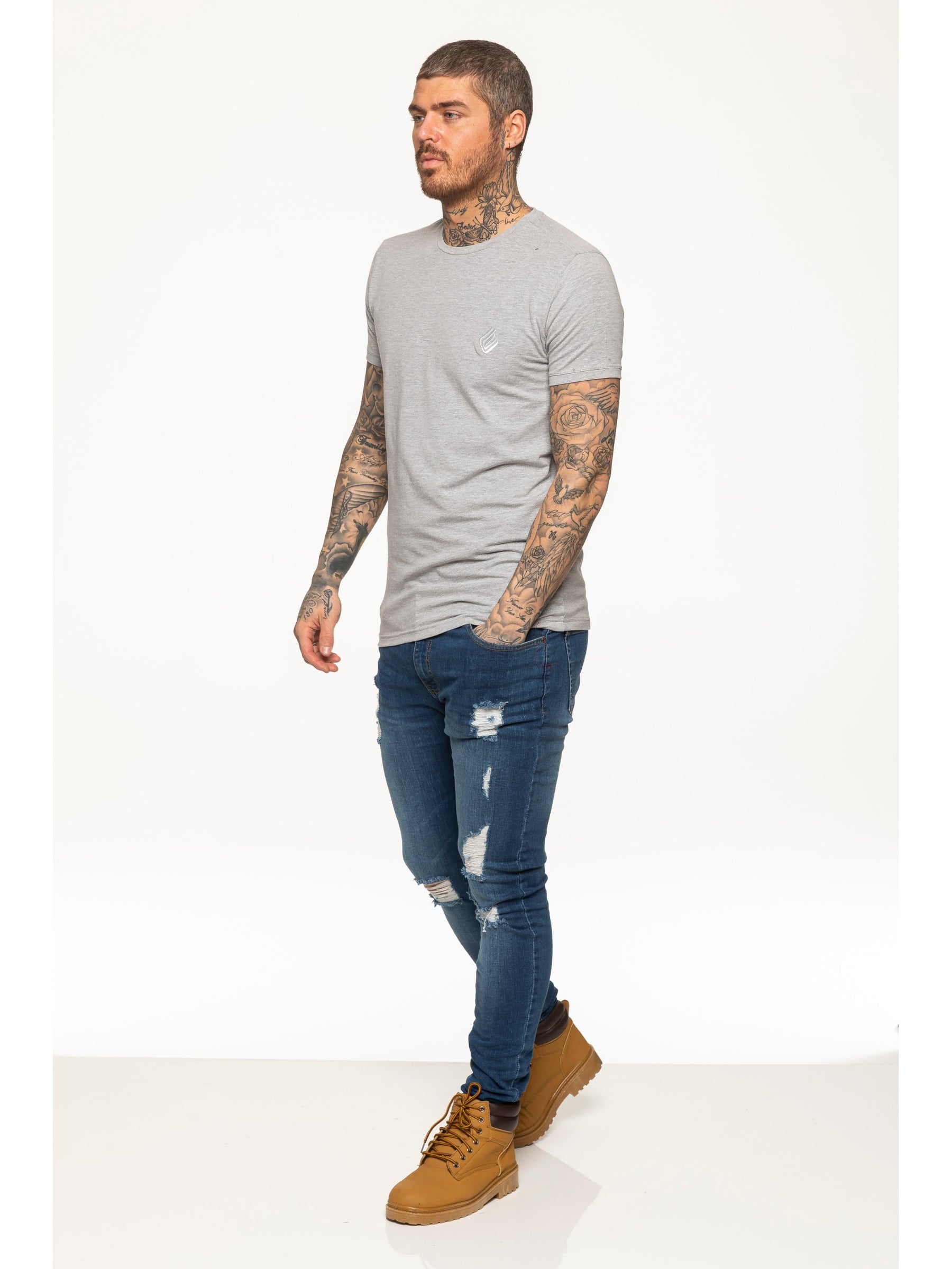 EZTS581 Enzo Mens Slim Fit Stretch Muscle T-Shirt ENZO RAWDENIM