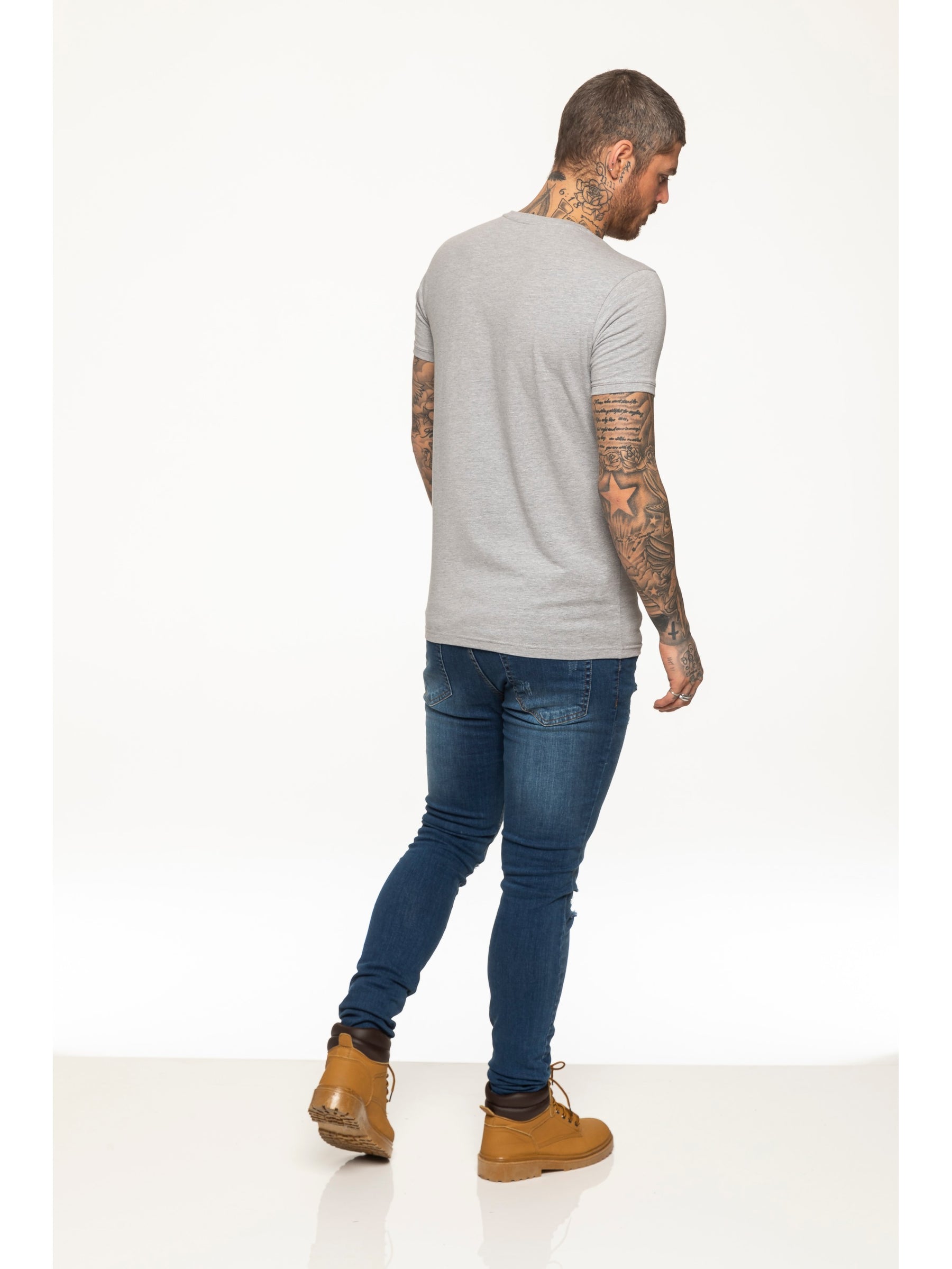 EZTS581 Enzo Mens Slim Fit Stretch Muscle T-Shirt ENZO RAWDENIM