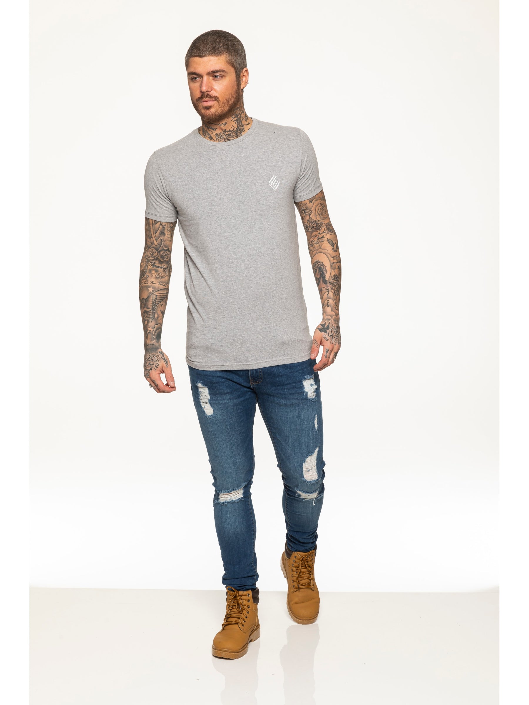 EZTS581 Enzo Mens Slim Fit Stretch Muscle T-Shirt ENZO RAWDENIM