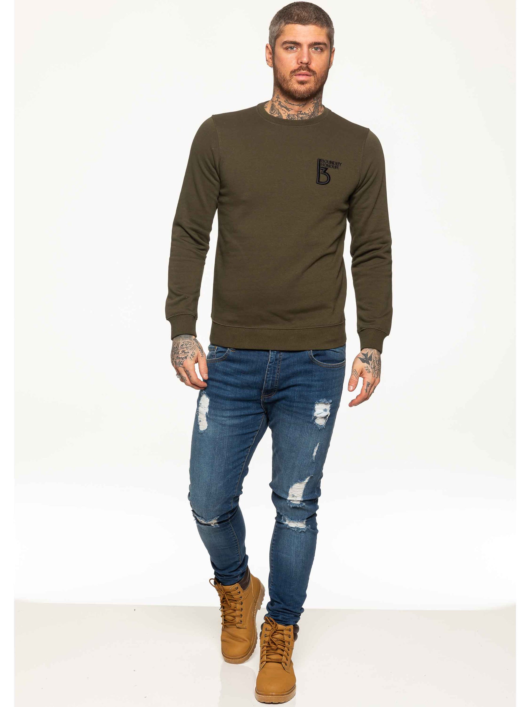 SWT055 BBH Mens Plain Sweatshirt Crew Neck Jersey Fleece | Bound By Honour Bound By Honour RAWDENIM