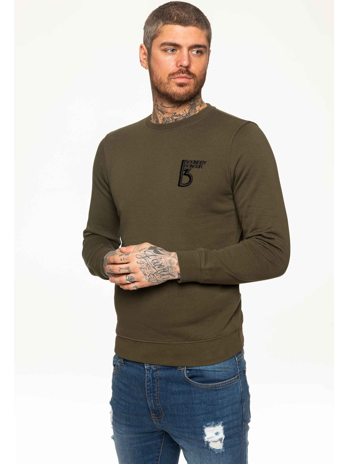 SWT055 BBH Mens Plain Sweatshirt Crew Neck Jersey Fleece | Bound By Honour Bound By Honour RAWDENIM