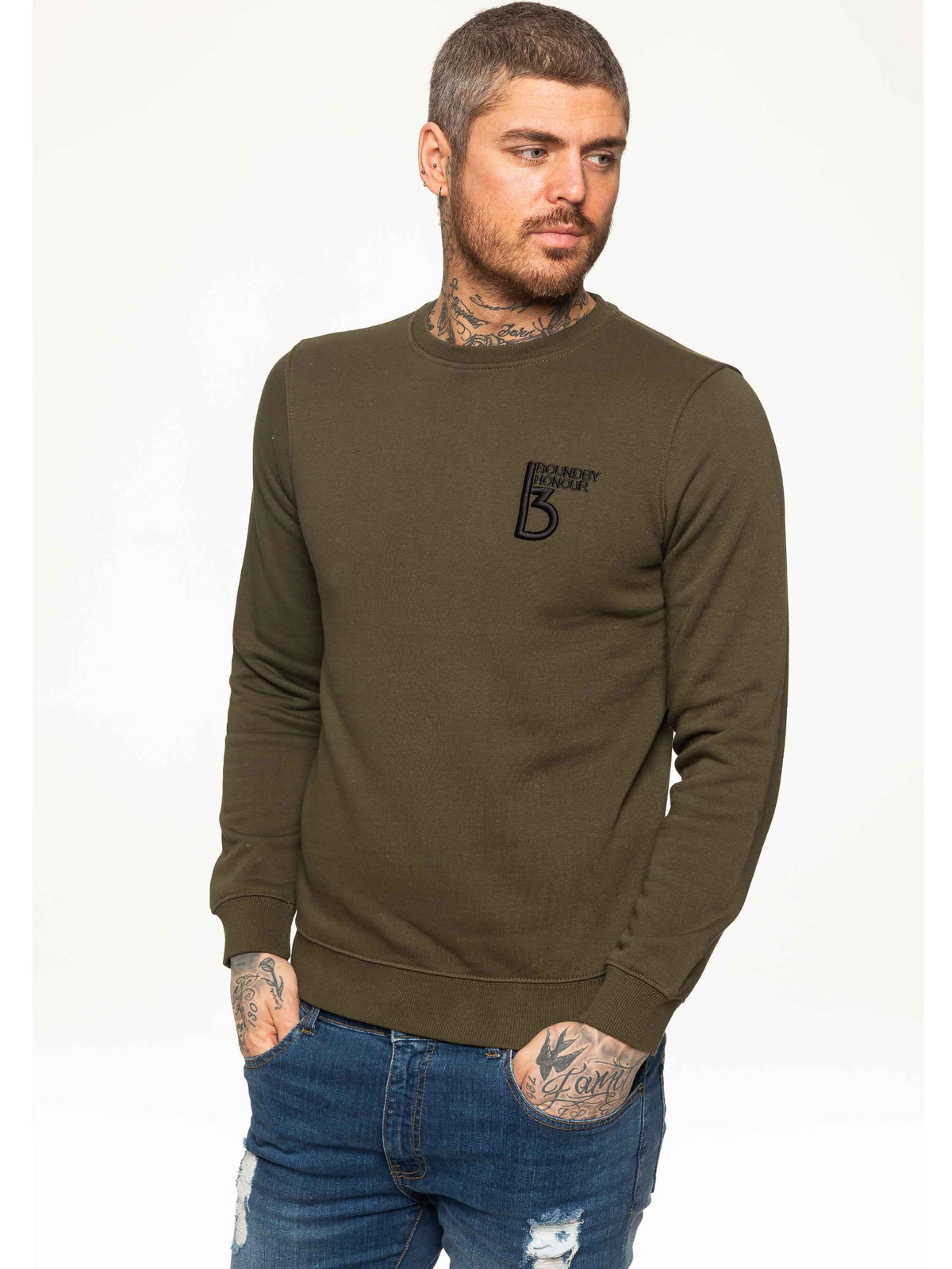 SWT055 BBH Mens Plain Sweatshirt Crew Neck Jersey Fleece | Bound By Honour Bound By Honour RAWDENIM