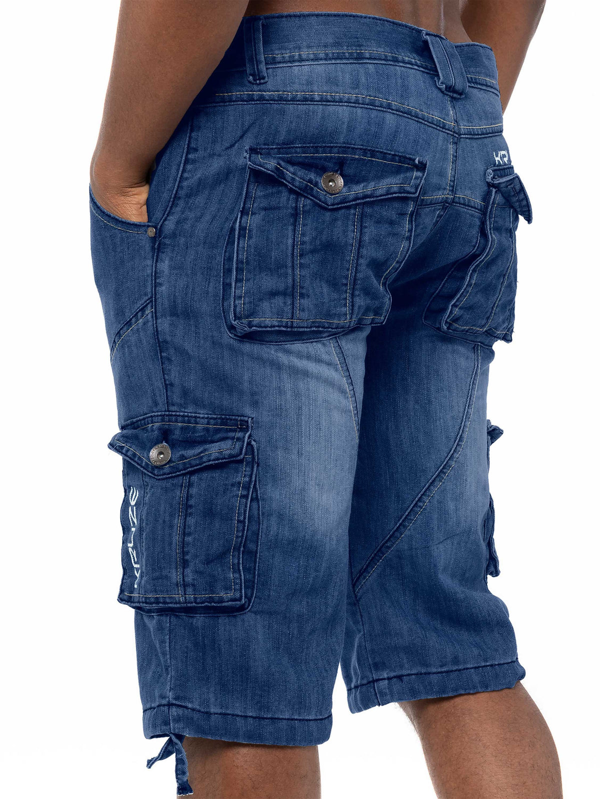 KZS118 Kruze | Mens Cargo Combat Shorts Heavy Duty Denim Shorts KRUZE RAWDENIM