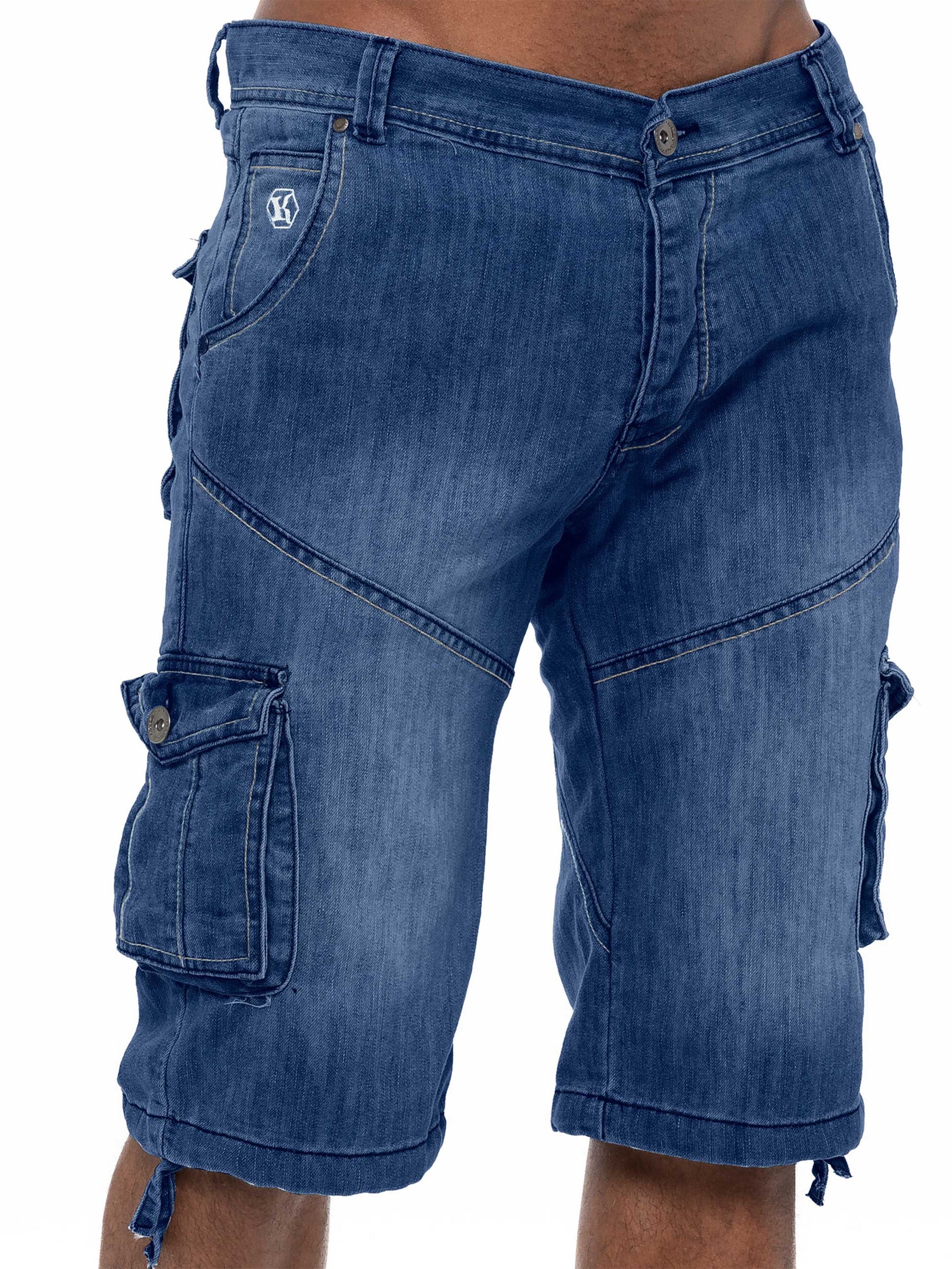 KZS118 Kruze | Mens Cargo Combat Shorts Heavy Duty Denim Shorts KRUZE RAWDENIM