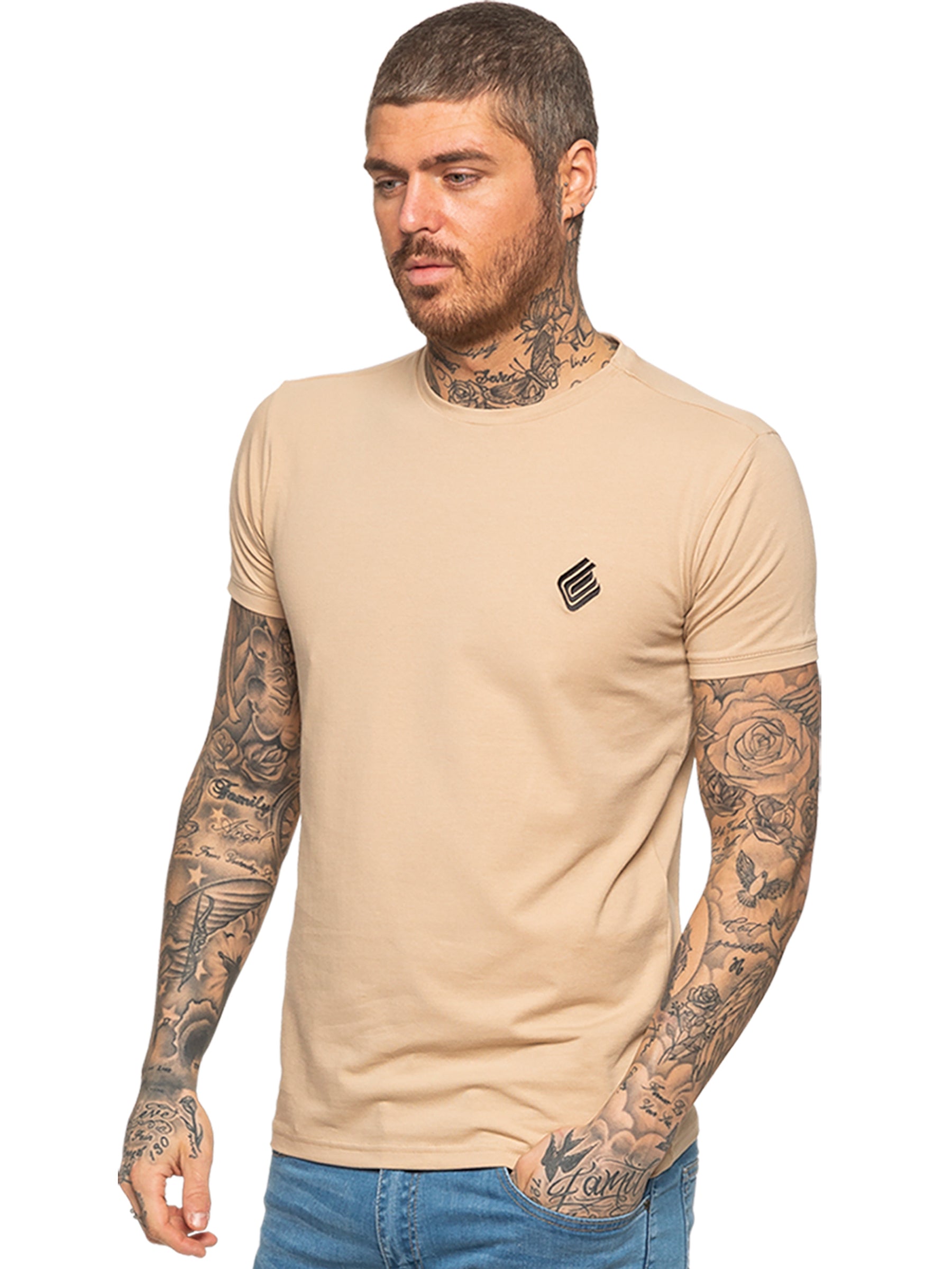 EZTS581 Enzo Mens Slim Fit Stretch Muscle T-Shirt ENZO RAWDENIM