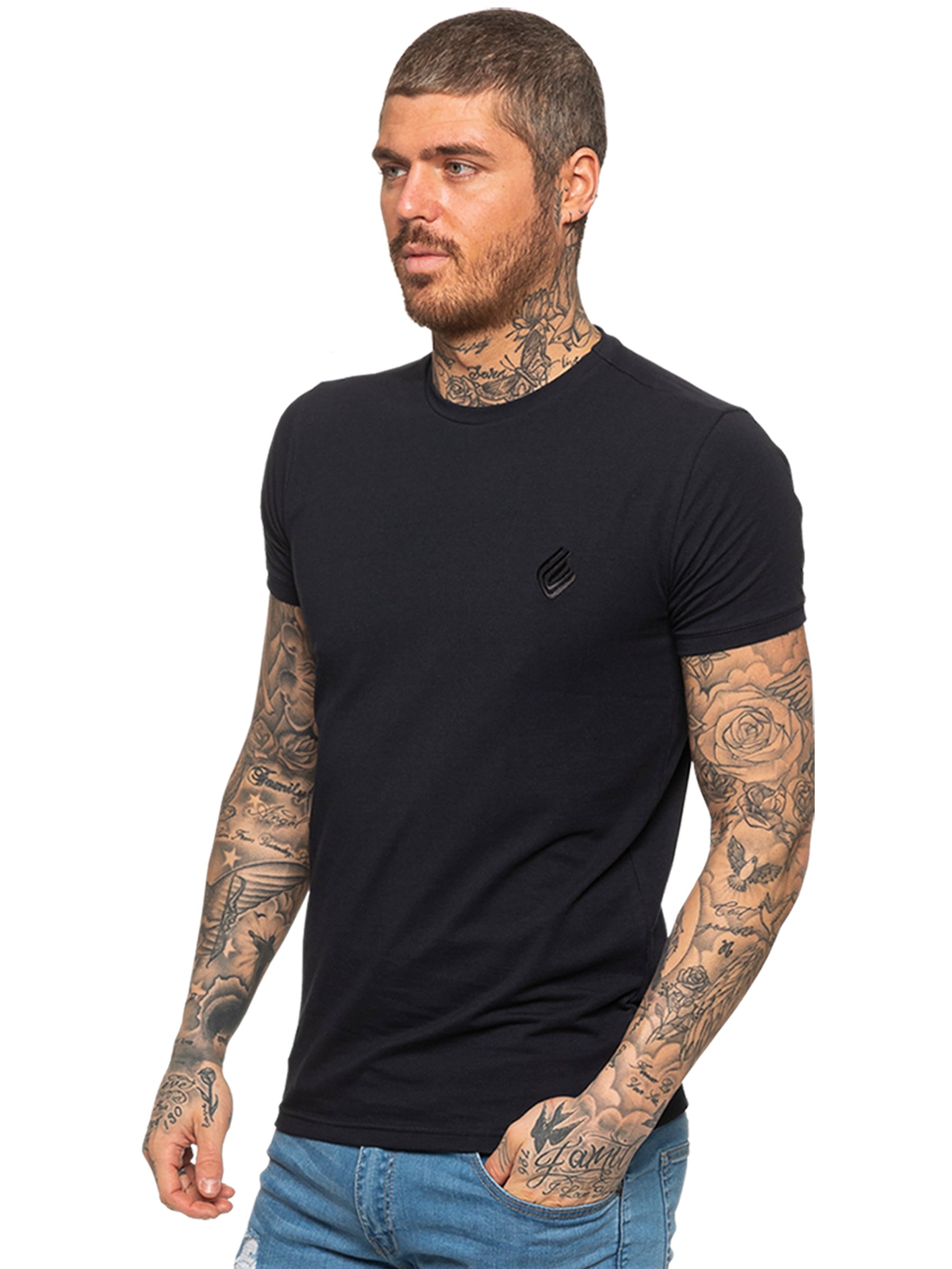 EZTS581 Enzo Mens Slim Fit Stretch Muscle T-Shirt ENZO RAWDENIM