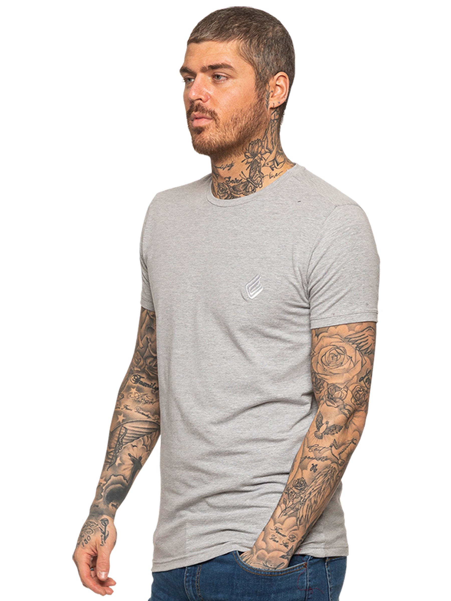 EZTS581 Enzo Mens Slim Fit Stretch Muscle T-Shirt ENZO RAWDENIM