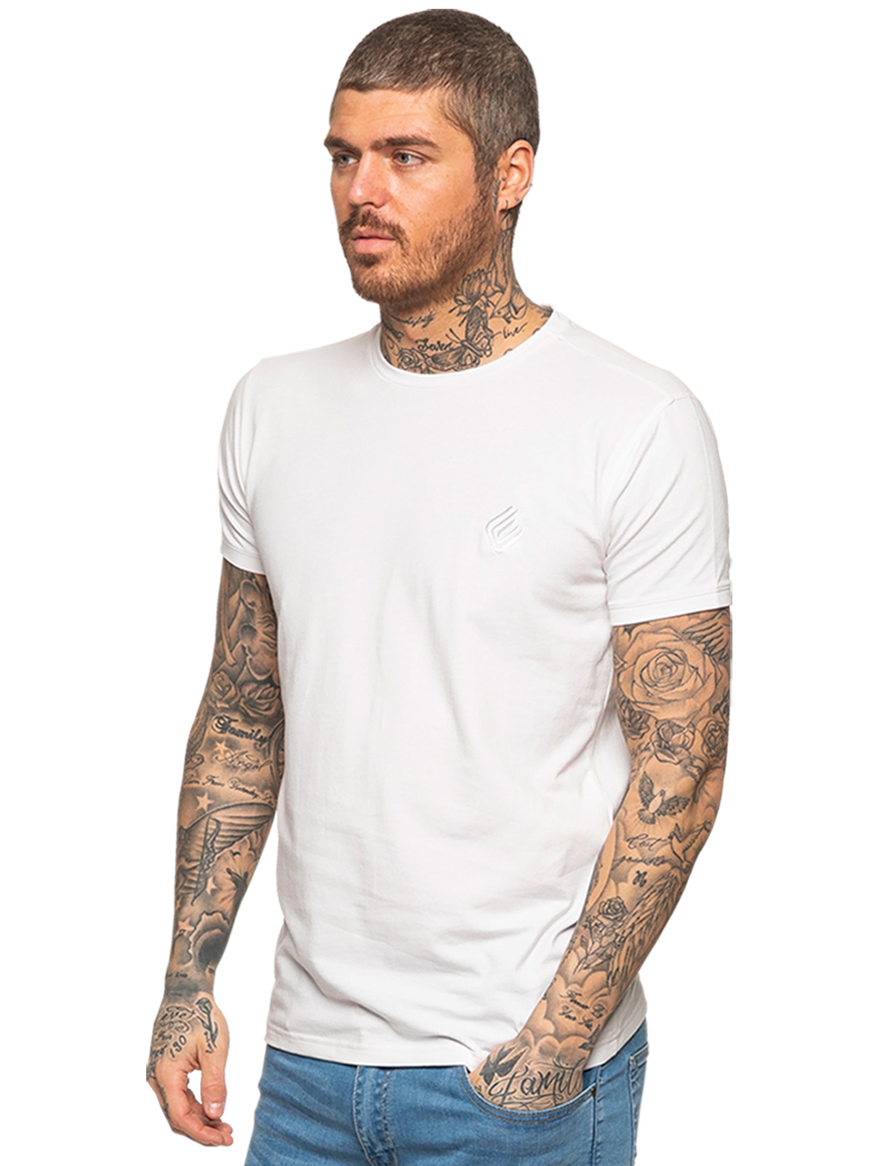 EZTS581 Enzo Mens Slim Fit Stretch Muscle T-Shirt ENZO RAWDENIM