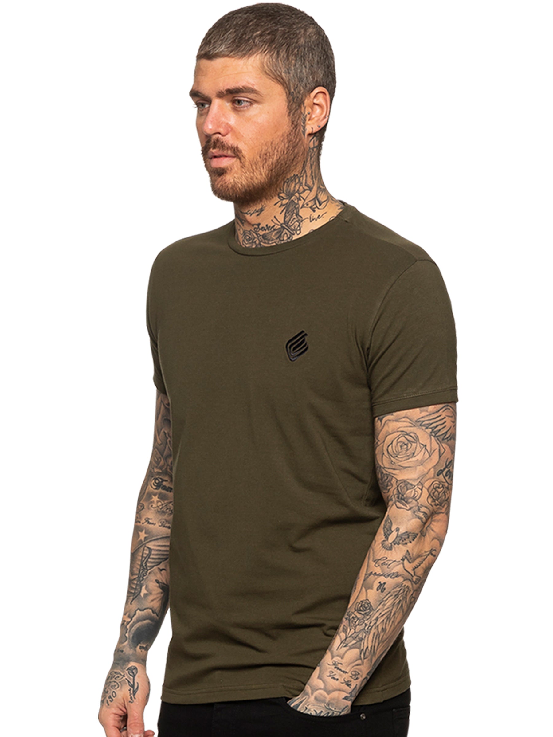 EZTS581 Enzo Mens Slim Fit Stretch Muscle T-Shirt ENZO RAWDENIM