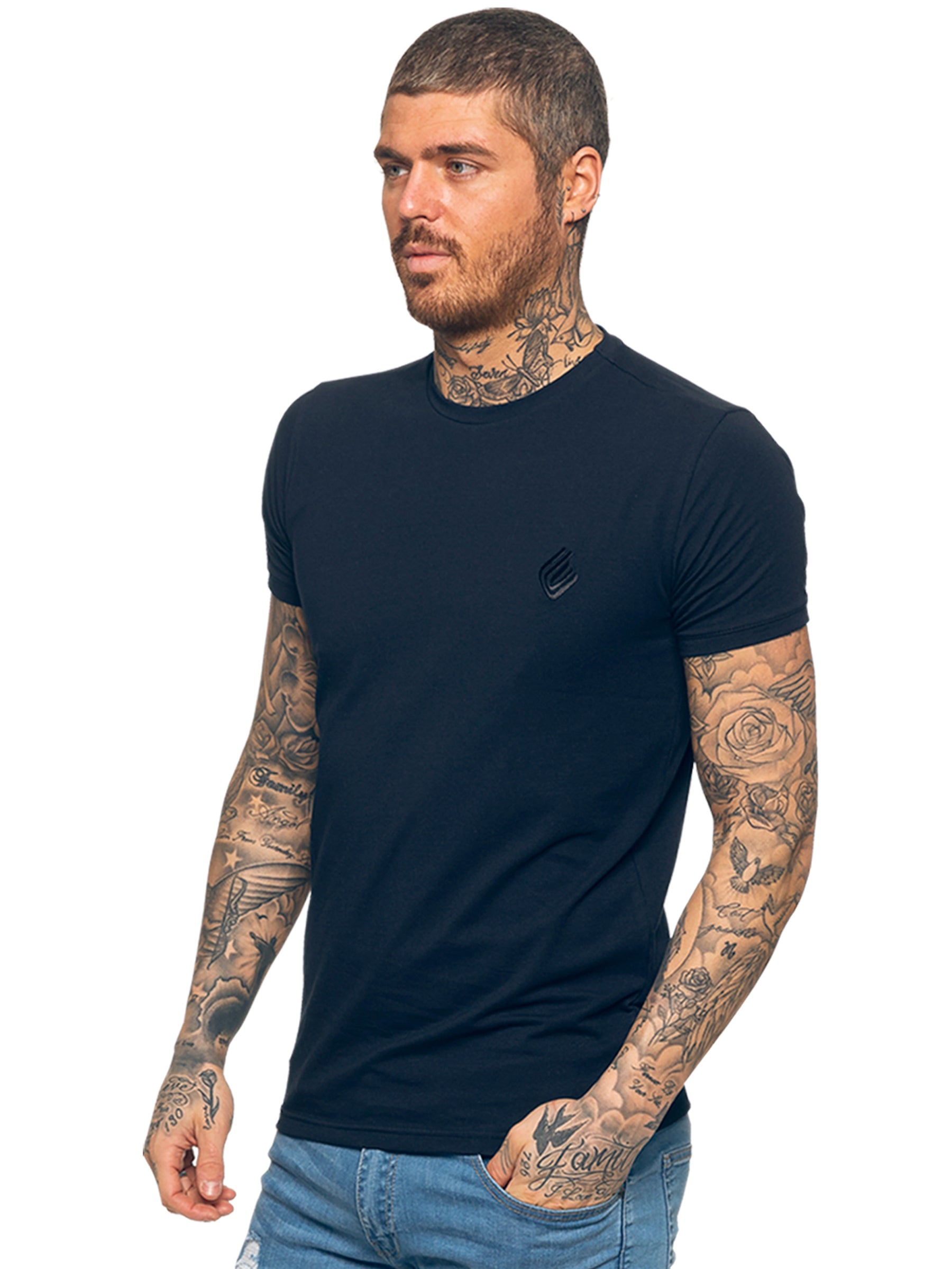 EZTS581 Enzo Mens Slim Fit Stretch Muscle T-Shirt ENZO RAWDENIM