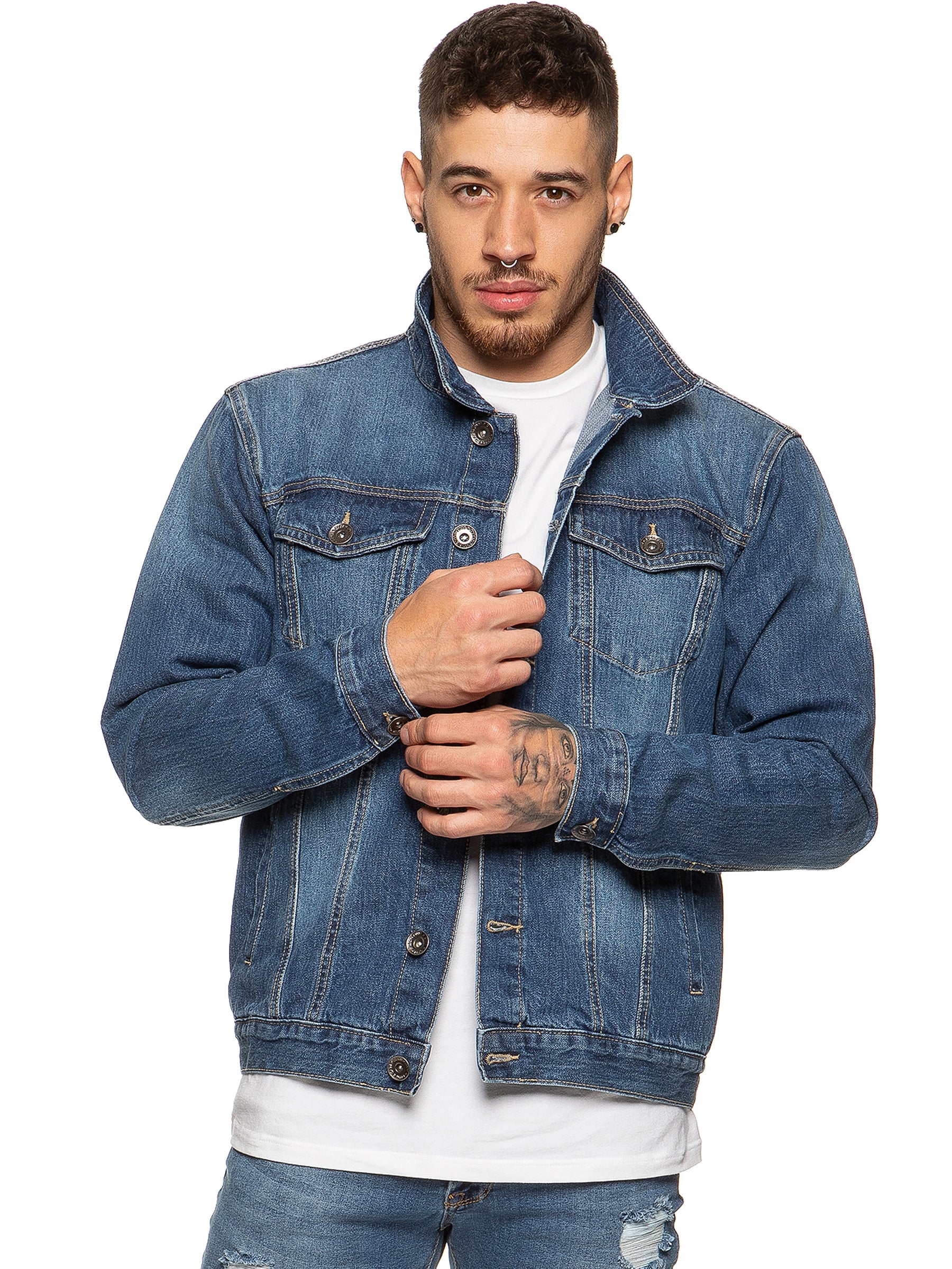 EZJ391 Black Mens Enzo Denim Designer Jacket - Black | Enzo Designer Menswear ENZO RAWDENIM