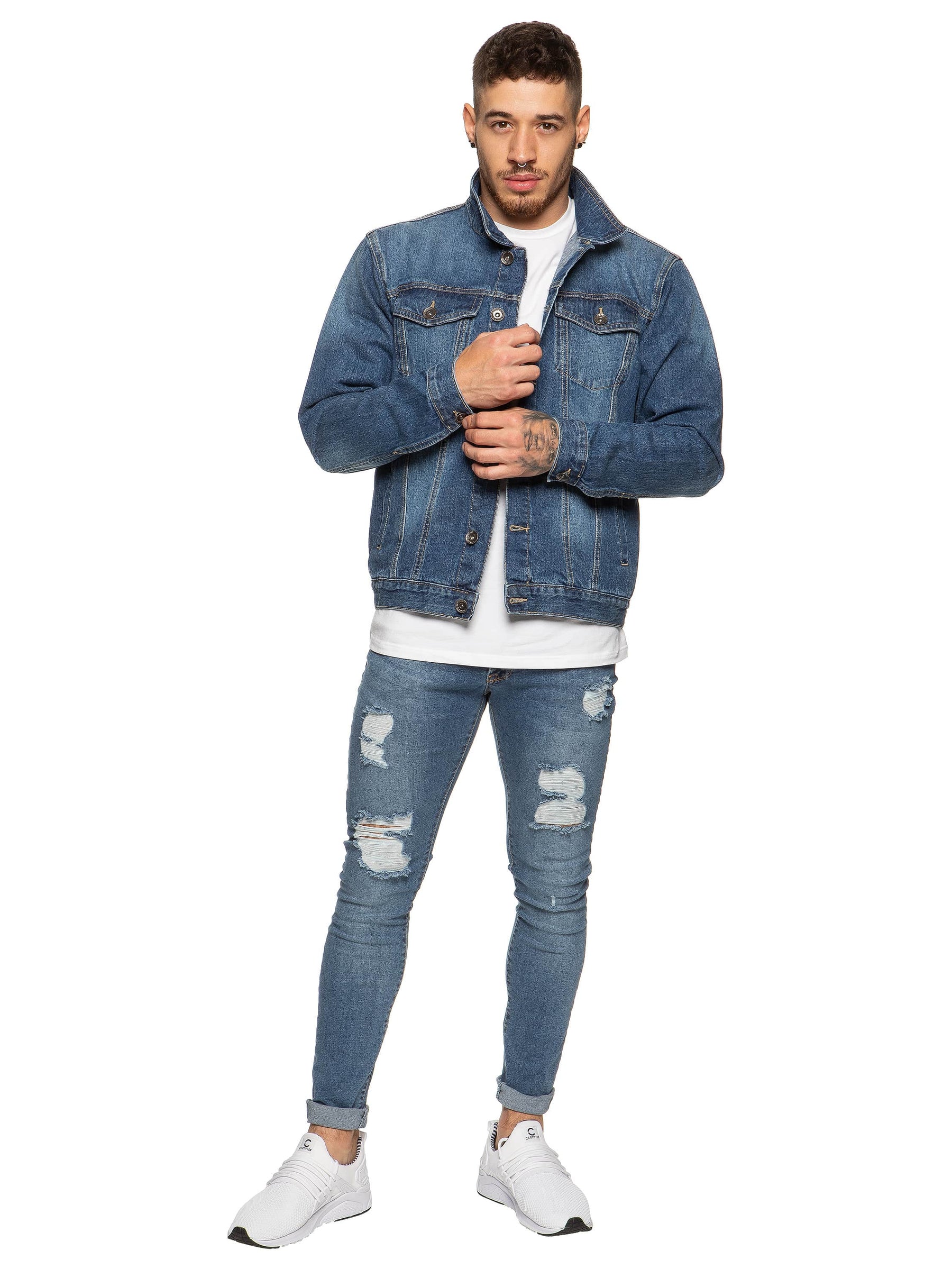 EZJ391 MSW Mens Enzo Denim Designer Jacket - MSW | Enzo Designer Menswear ENZO RAWDENIM