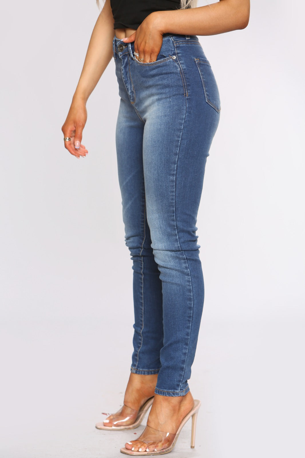 EZL416 Womens Skinny Stretch Denim Jeans UK Size 8-20 | Enzo Designer Womenswear ENZO RAWDENIM