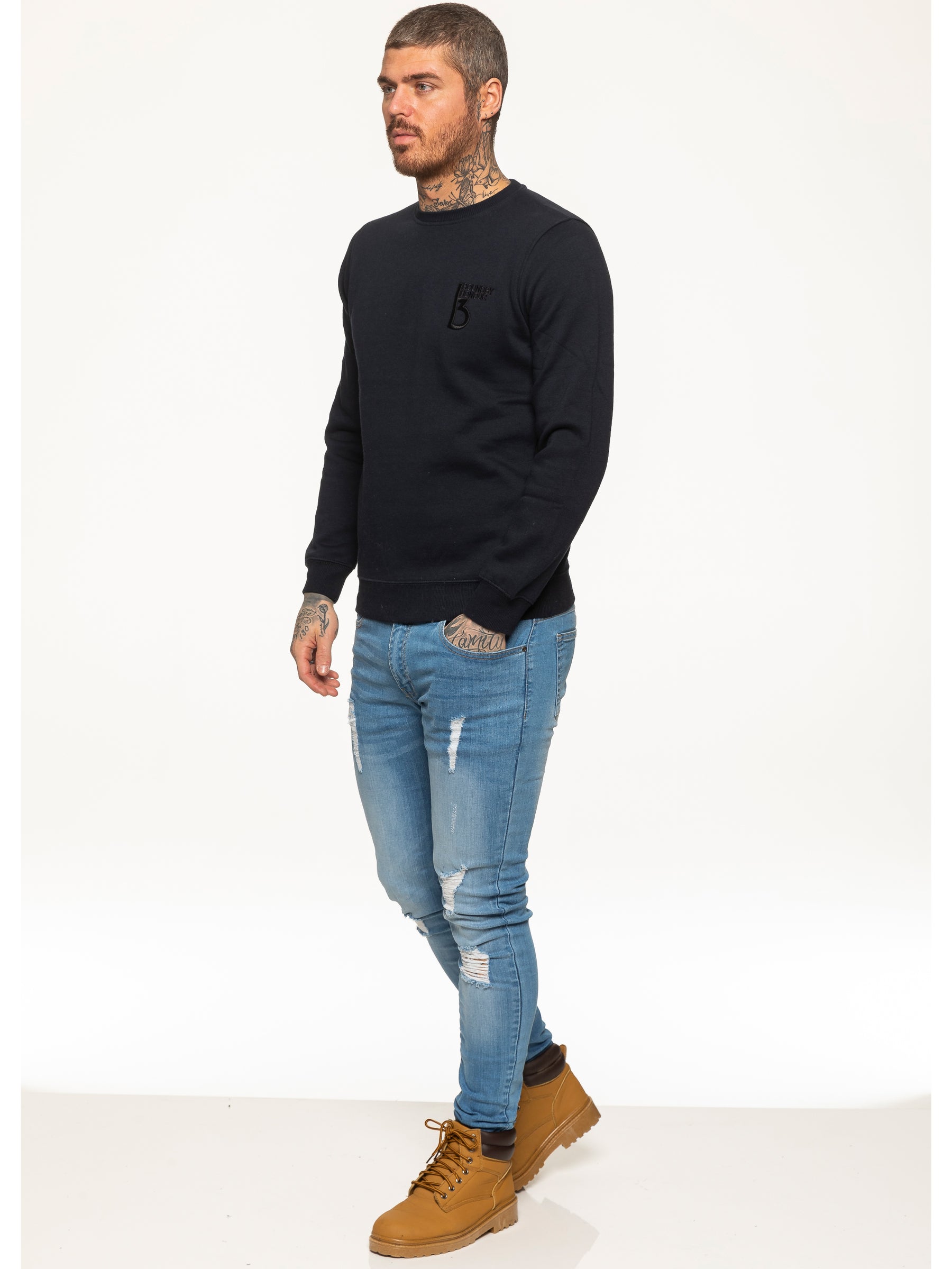 SWT055 BBH Mens Plain Sweatshirt Crew Neck Jersey Fleece | Bound By Honour Bound By Honour RAWDENIM