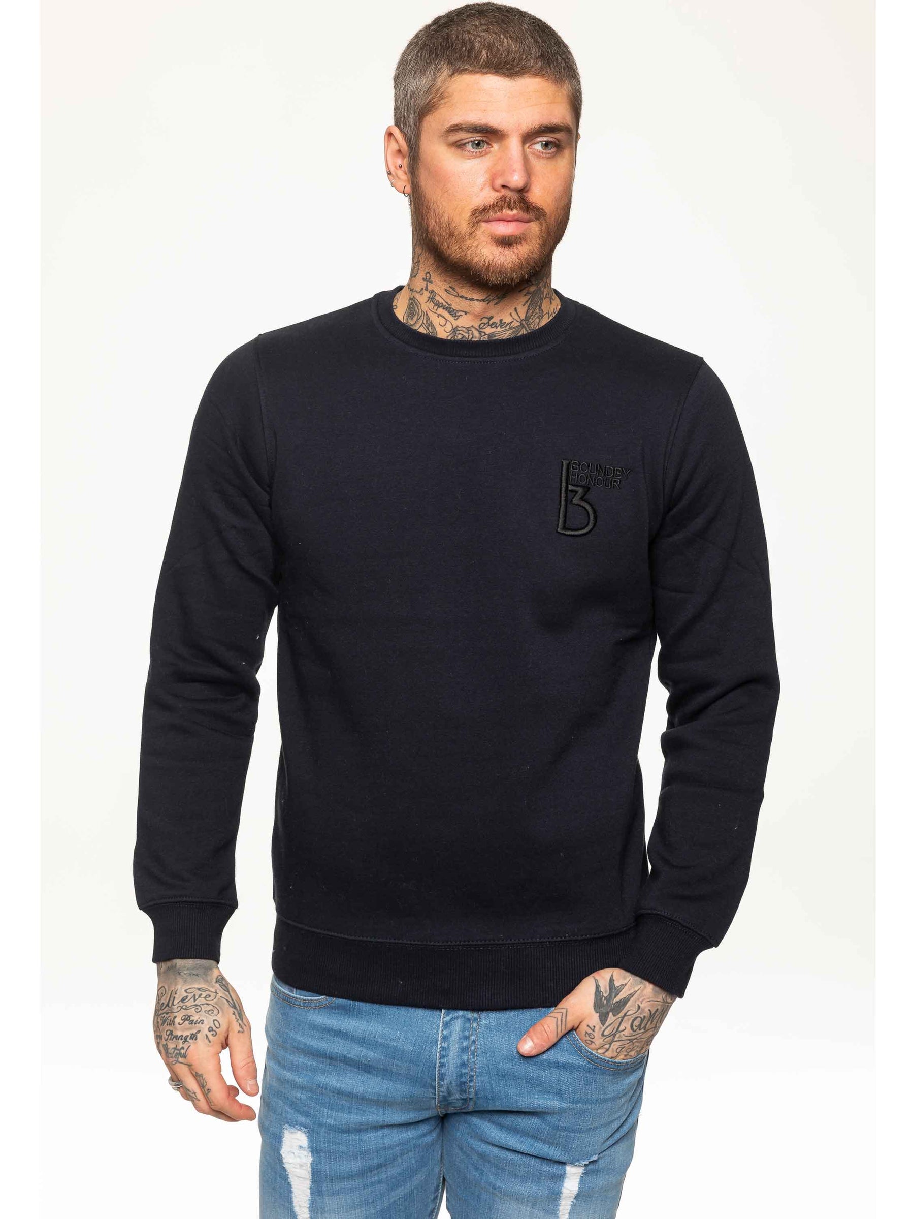 SWT055 BBH Mens Plain Sweatshirt Crew Neck Jersey Fleece | Bound By Honour Bound By Honour RAWDENIM