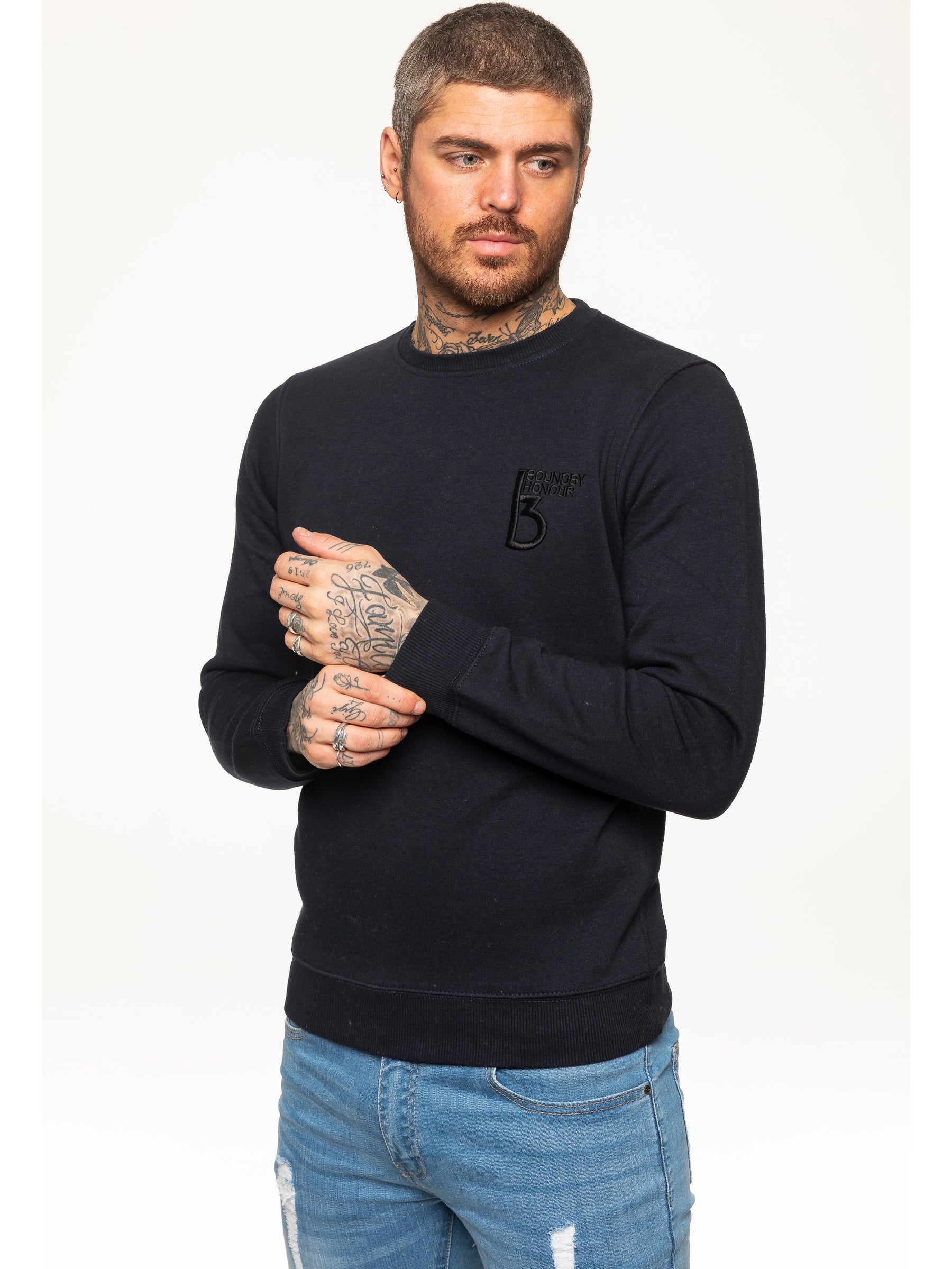 SWT055 BBH Mens Plain Sweatshirt Crew Neck Jersey Fleece | Bound By Honour Bound By Honour RAWDENIM