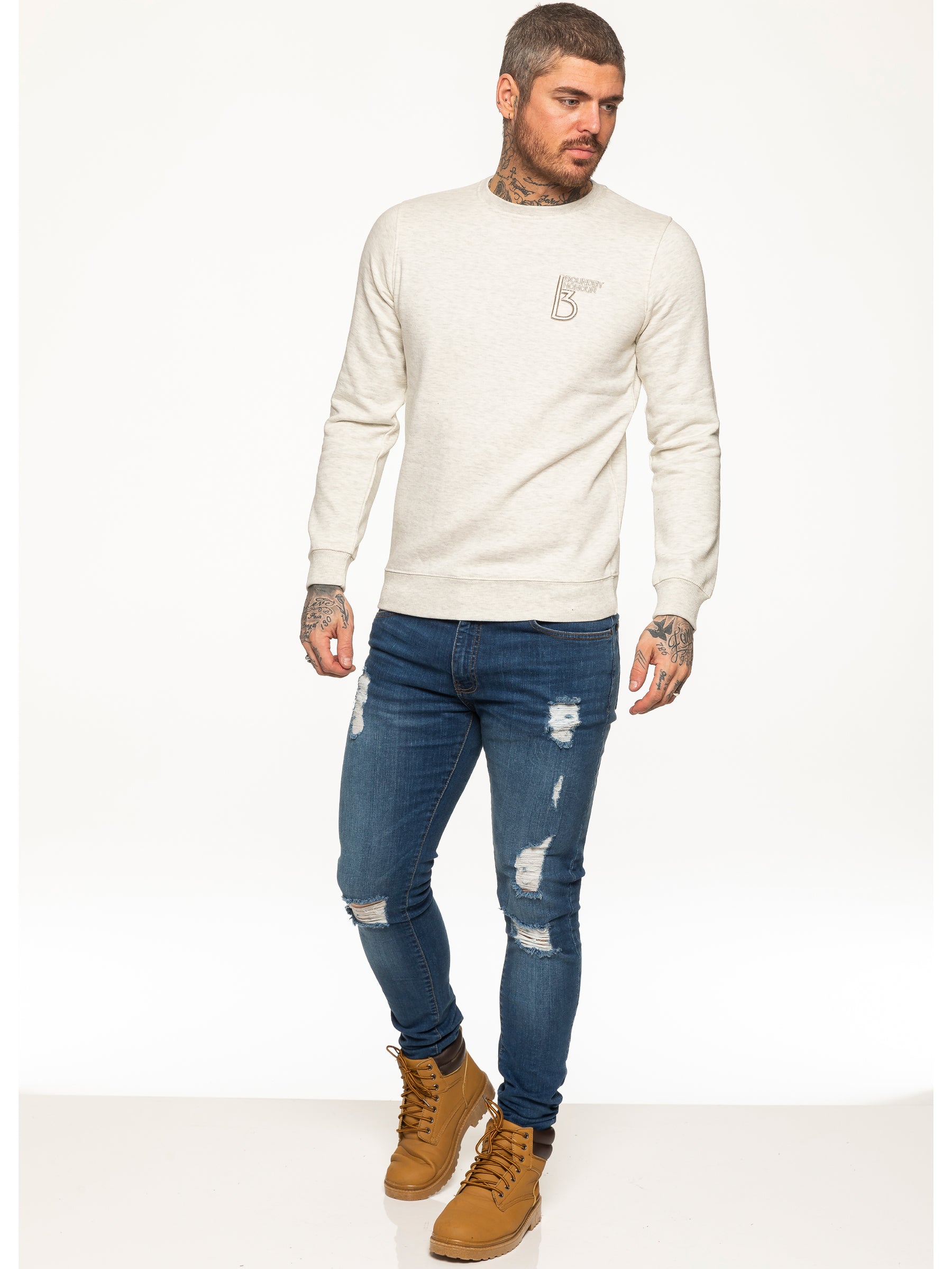 SWT055 BBH Mens Plain Sweatshirt Crew Neck Jersey Fleece | Bound By Honour Bound By Honour RAWDENIM