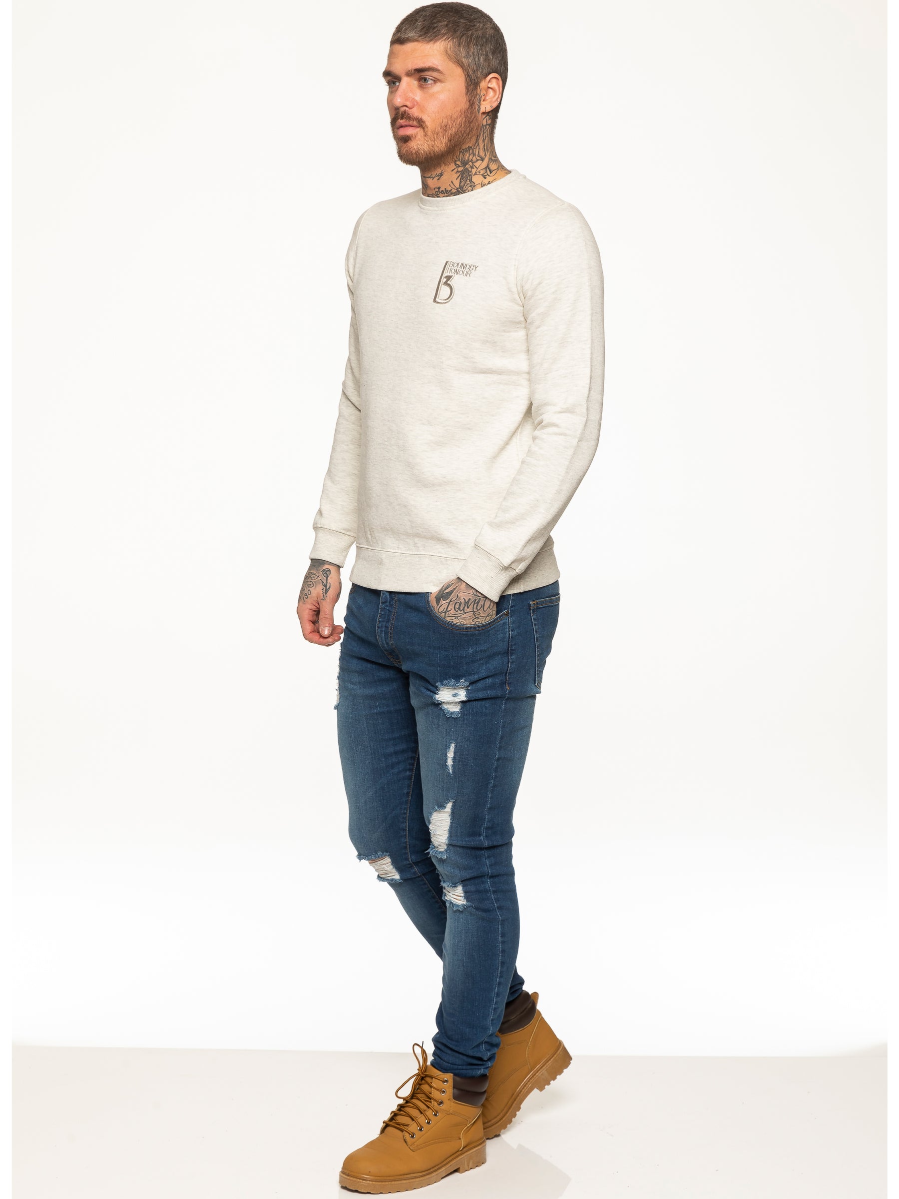 SWT055 BBH Mens Plain Sweatshirt Crew Neck Jersey Fleece | Bound By Honour Bound By Honour RAWDENIM
