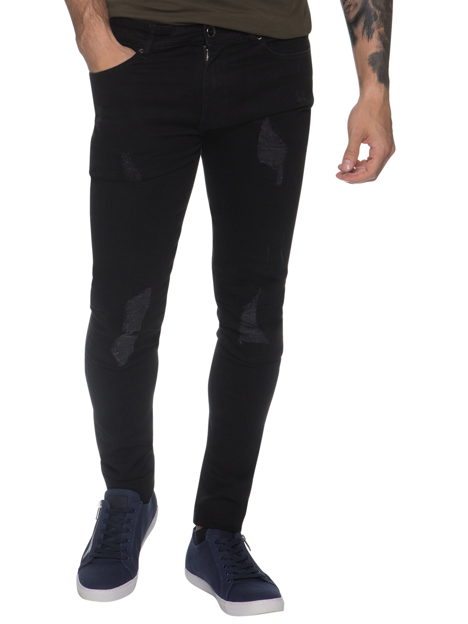 EZ361 Super Skinny Stretch Rip & Repair Slim Jeans | Enzo Designer Menswear ENZO RAWDENIM