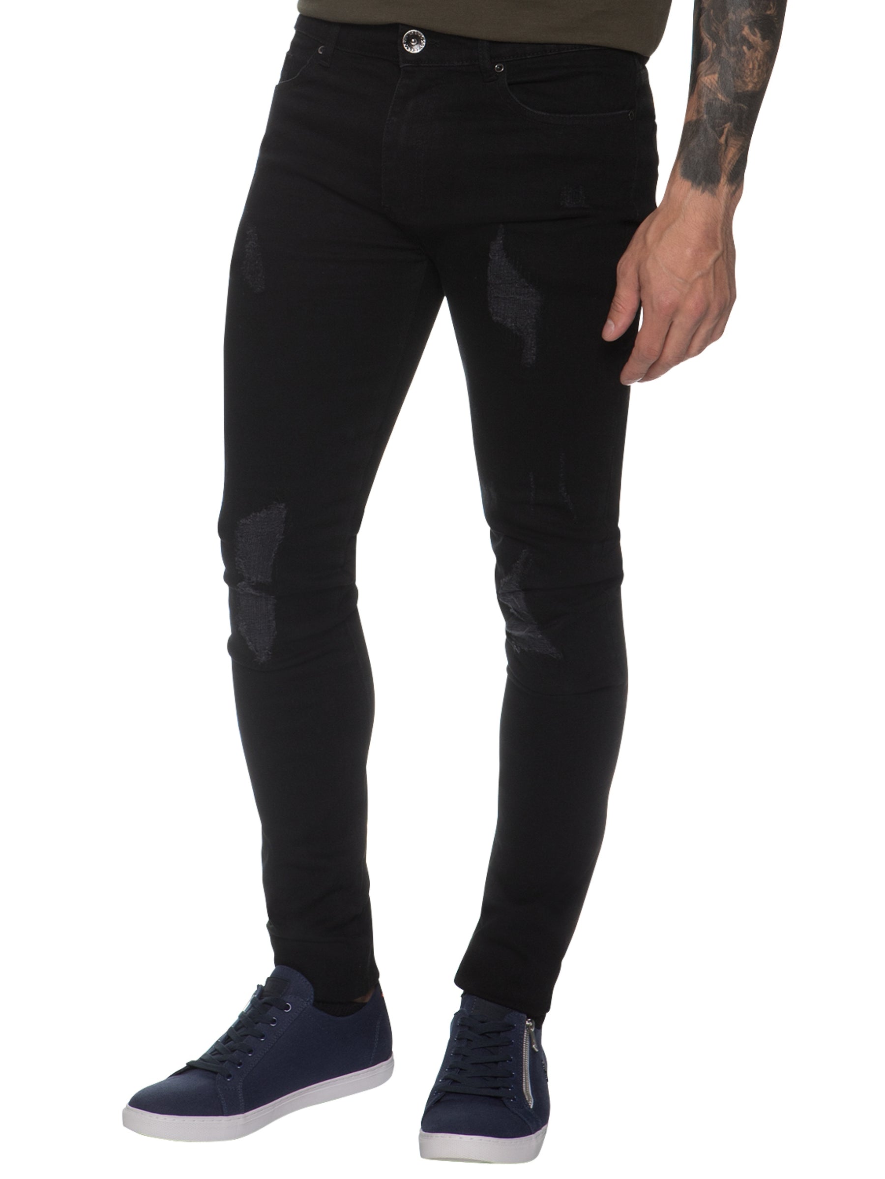 EZ361 Super Skinny Stretch Rip & Repair Slim Jeans | Enzo Designer Menswear ENZO RAWDENIM