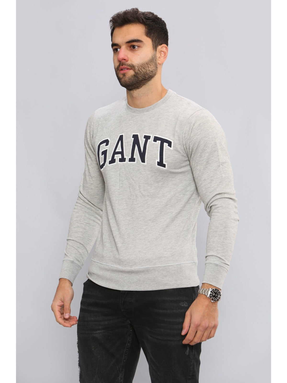 Gant_Outline Gant Mens Long Sleeved Outlined Branded Sweatshirt GANT RAWDENIM