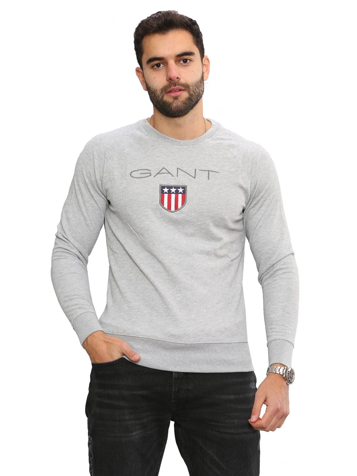 Gant Shield Gant Mens Printed Pullover Shield Sweatshirt GANT RAWDENIM