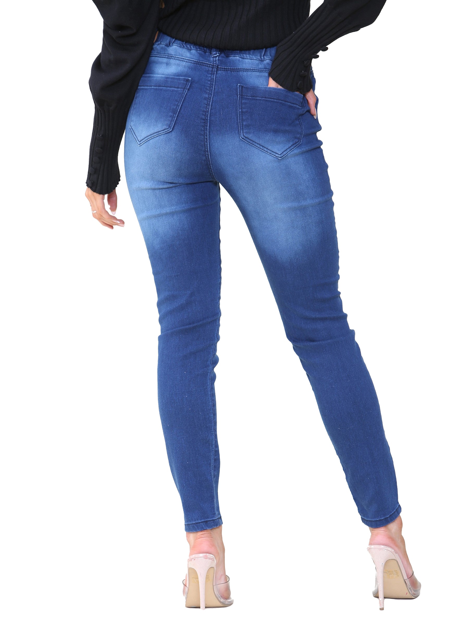 KZL109 Kruze | Womens Skinny Denim Jeggings KRUZE RAWDENIM