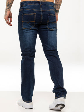 Mens Casual Straight Leg Blue Stretch Jeans | Kruze Designer Denim