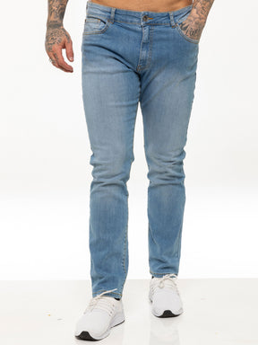 Mens Casual Straight Leg Blue Stretch Jeans | Kruze Designer Denim