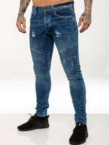 EZ365 Copy of Mens Super Skinny Stretch Biker Denim Jeans | Enzo Designer Menswear ENZO RAWDENIM