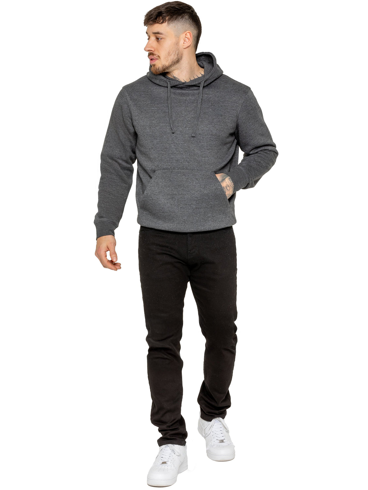 KZHD157 HOODY Kruze | 2 Pack Mens Fleece Hoodie - Grey/Black KRUZE RAWDENIM