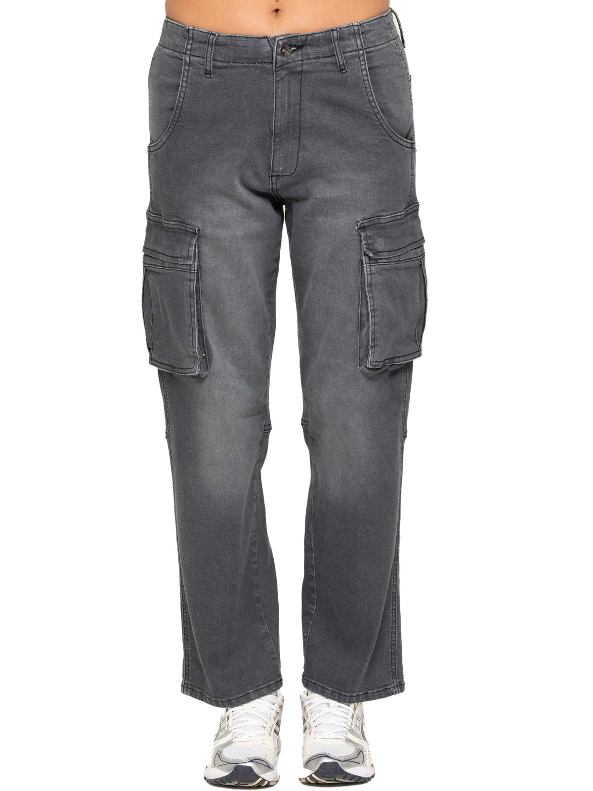 Enzo | Womens Cargo Straight Leg Jeans