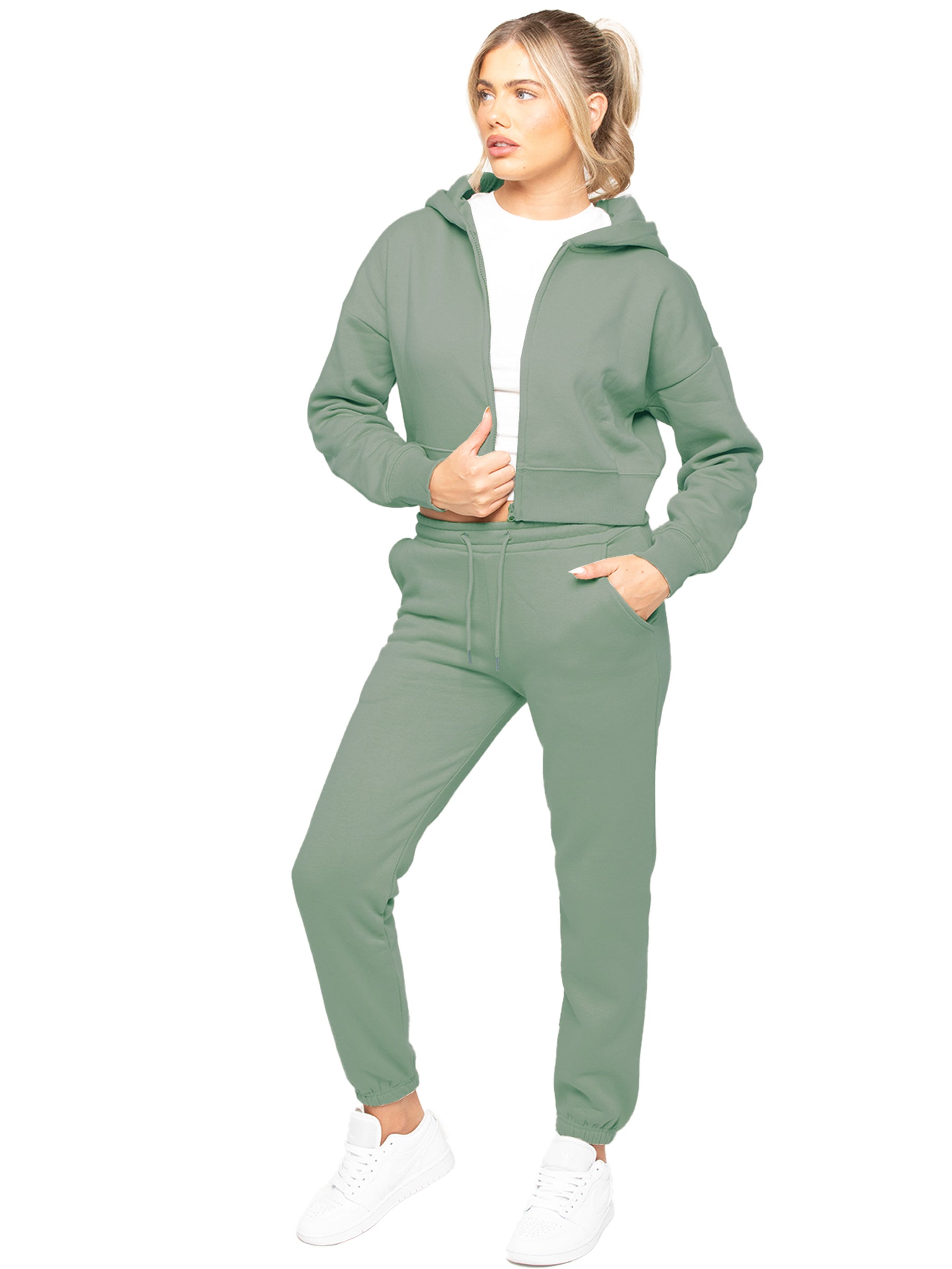 Enzo | Womens Cropped Zip Hoodie Tracksuit