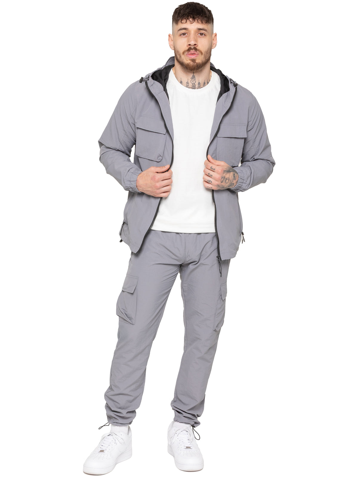 Enzo Milano | Mens Poly Cargo Tracksuit Set