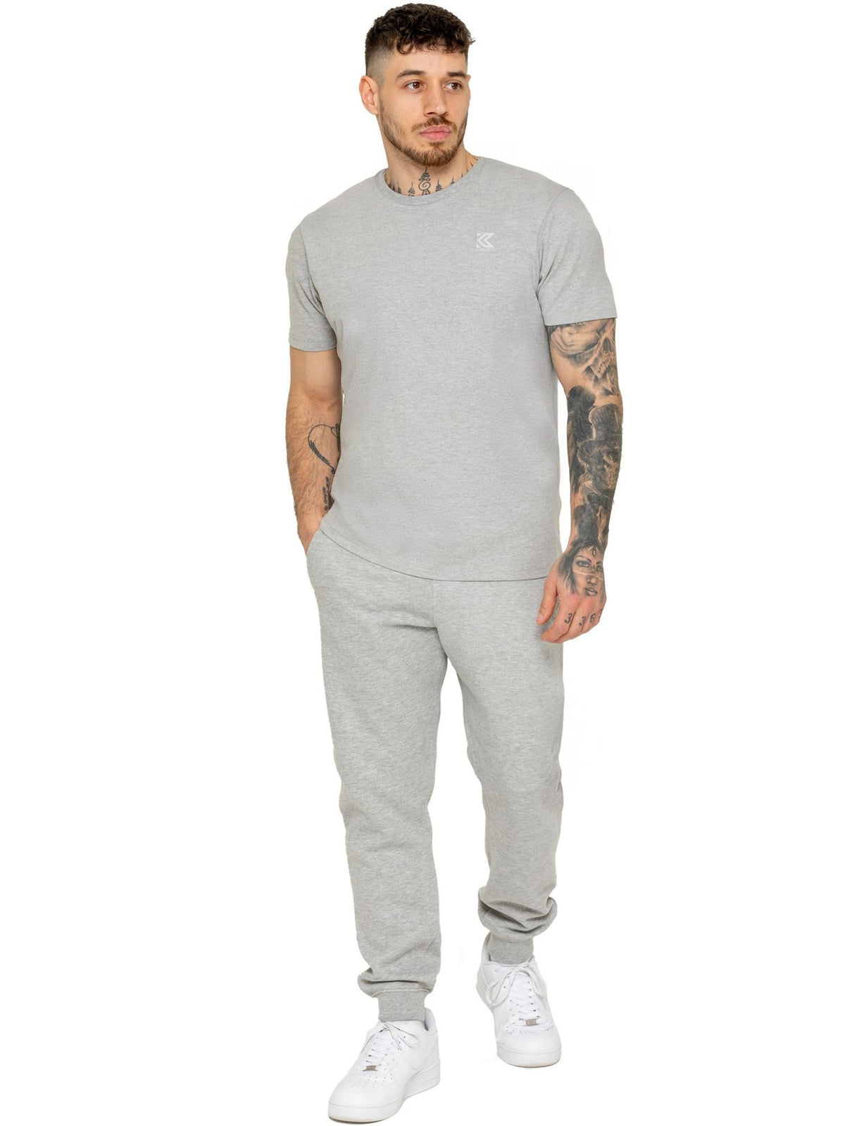 KZJG156 JOGGER Kruze | 2 Pack Mens Fleece Joggers - Grey/Black KRUZE RAWDENIM
