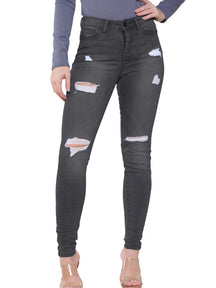 EZL417 Womens Skinny Stretch Ripped Denim Jeans | Enzo Designer ENZO RAWDENIM