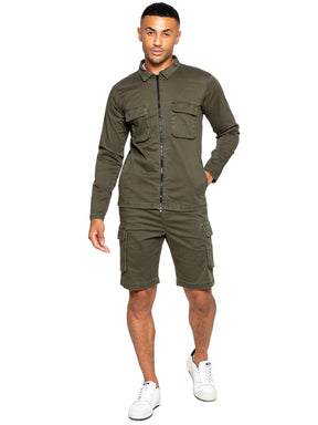 EZOS611 & EZS613 Enzo | Mens Cargo Overshirt Tracksuit With Shorts Set ENZO RAWDENIM