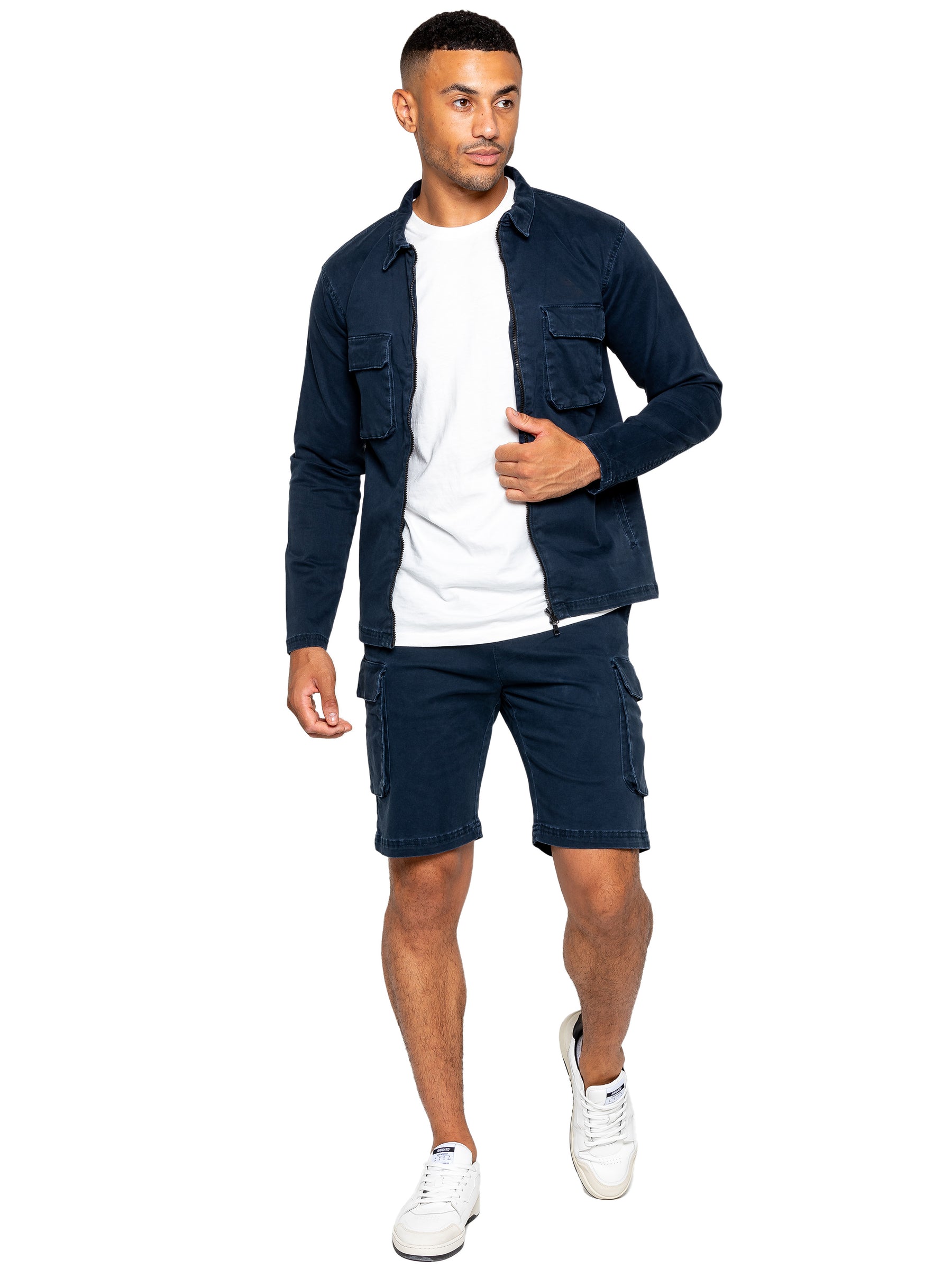 EZOS611 & EZS613 Enzo | Mens Cargo Overshirt Tracksuit With Shorts Set ENZO RAWDENIM