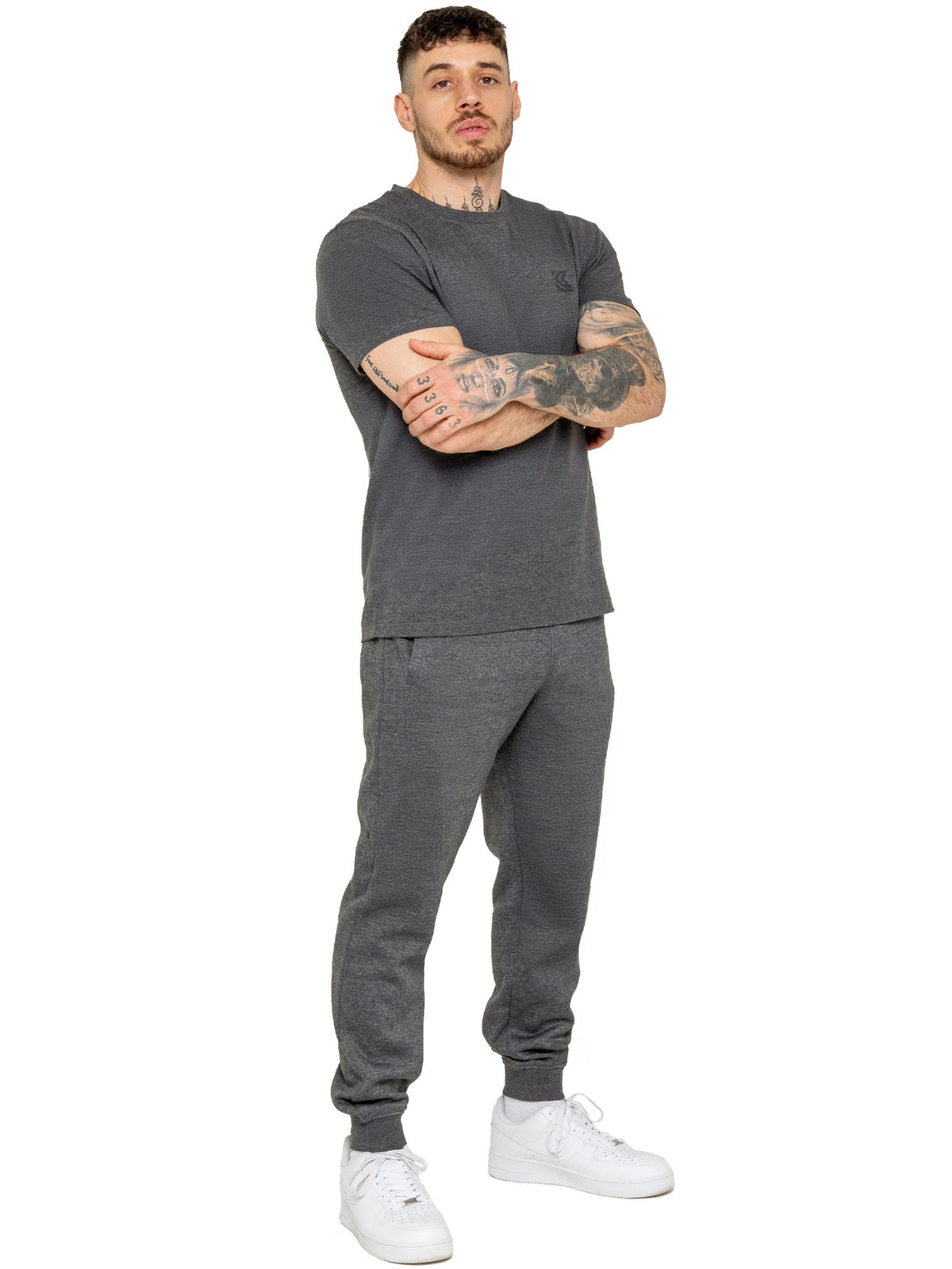 KZJG156 JOGGER Kruze | 2 Pack Mens Fleece Joggers - Charcoal/Black KRUZE RAWDENIM