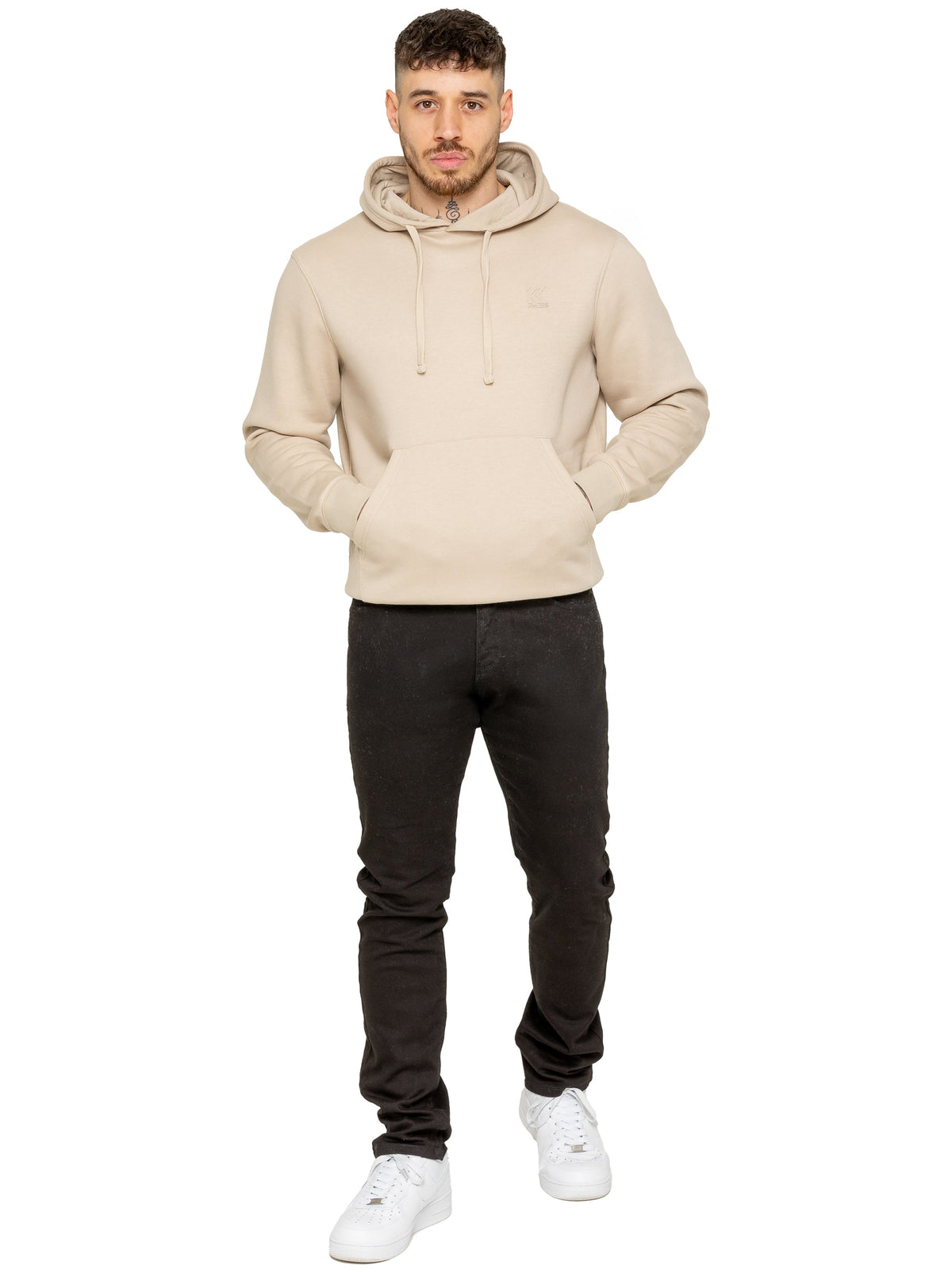 KZHD157 HOODY Kruze | 2 Pack Mens Fleece Hoodie - Stone/Navy KRUZE RAWDENIM